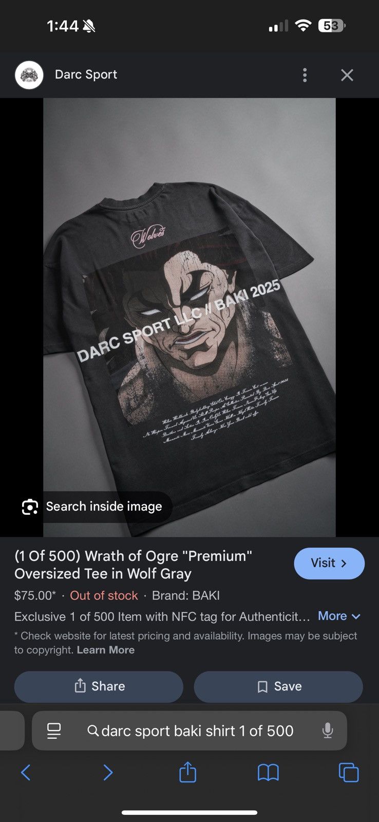 Darc Sport (1 Of 500) Darc Sport Baki “Wrath Of Ogre” size XL Size US XL / EU 56 / 4 - 3 Thumbnail