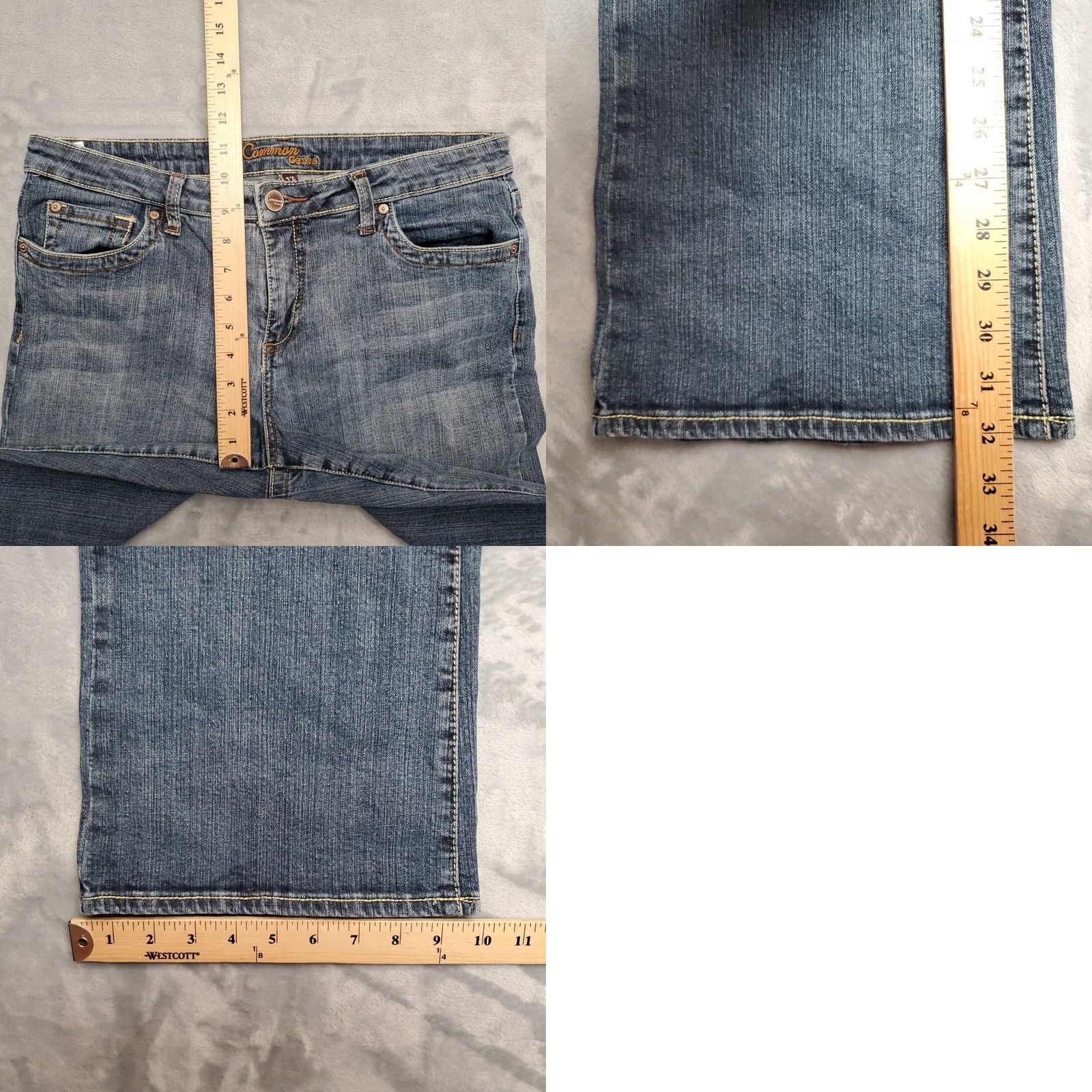Vintage Common Genes Jeans Womens 12 Bootcut Denim Blue 34x32 Zip Pockets Belt Loops Spandex Cotton Medium Inseam 32 USA Mens Womens Boys Girls Size 34" / US 12 / IT 48 - 9 Thumbnail