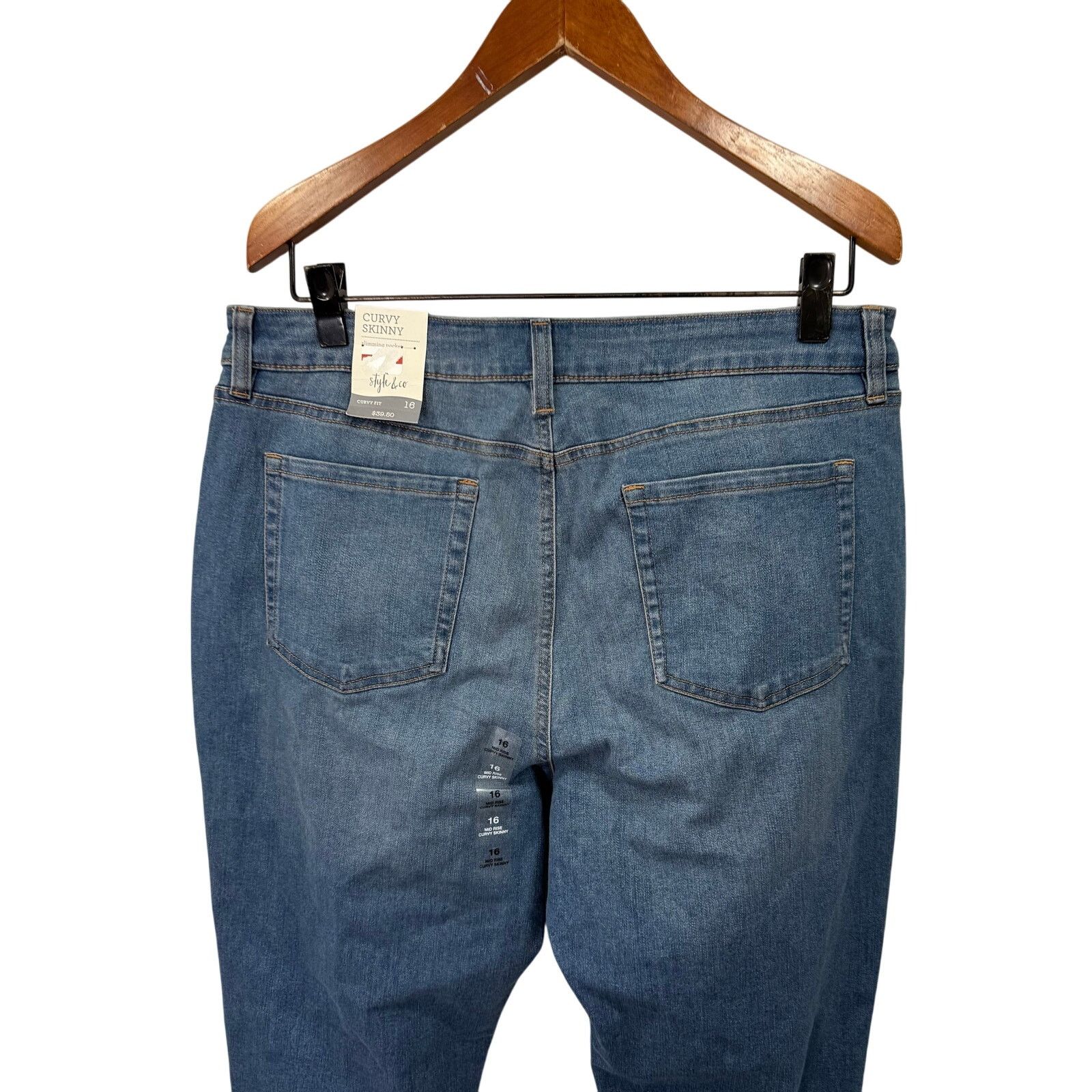 Macys Style & Co Plus Jeans sz 16 Curvy Skinny Denim NWOT #G618 Size 38" / US 16 / IT 52 - 6 Thumbnail