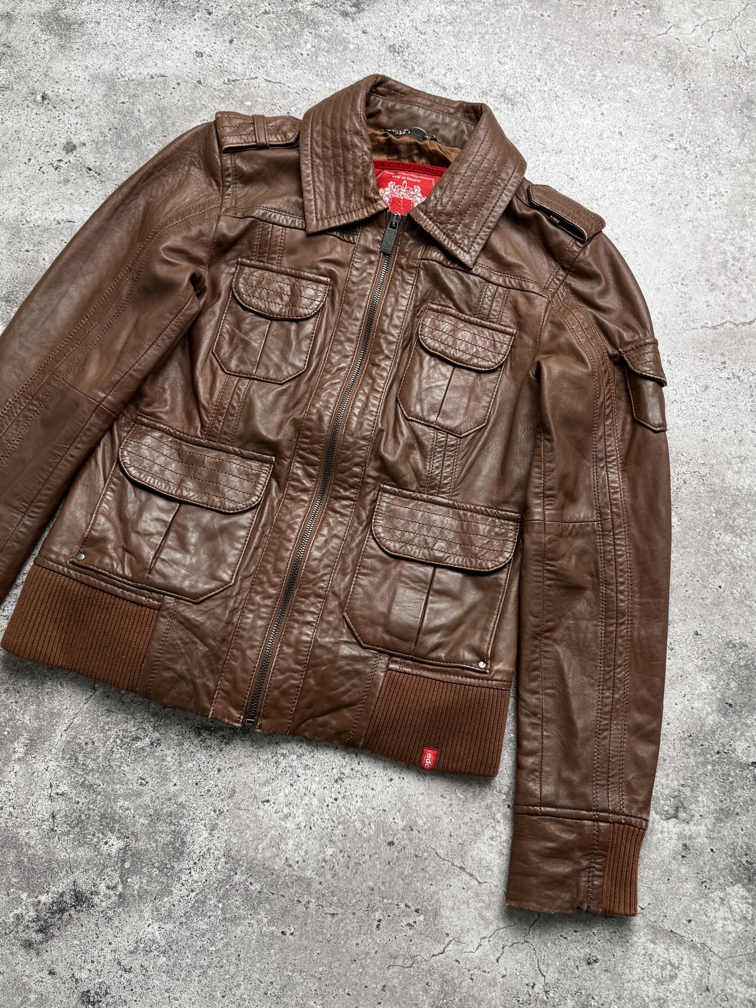 Vintage Vintage Cropped Leather Jacket C2(V491) Size M / US 6-8 / IT 42-44 - 3 Thumbnail