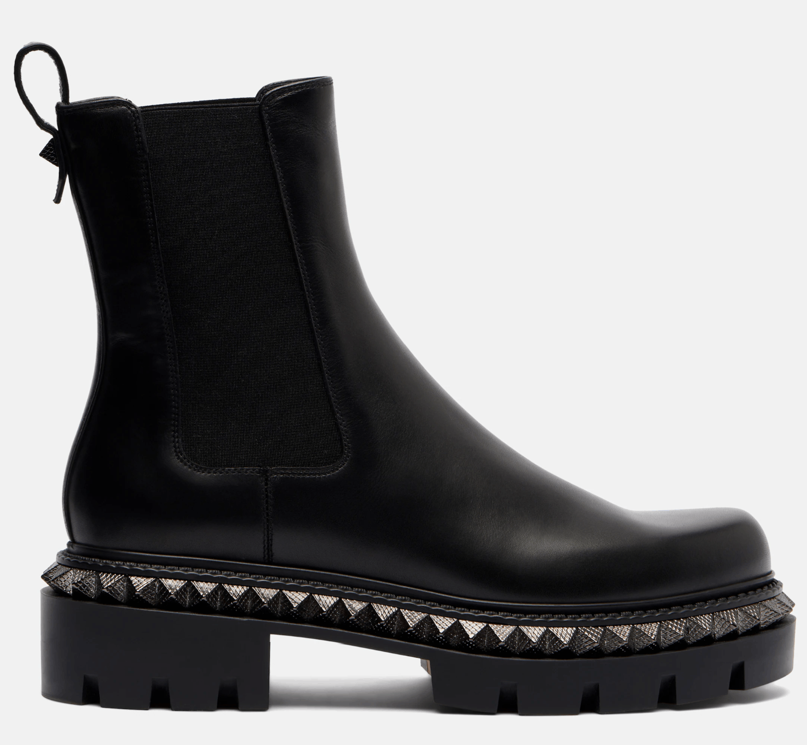 Christian Louboutin St Emilia Pyraclou Flat Black Calf Chelsea Lug Ankle Boot 37 Size US 7 / IT 37 - 7 Thumbnail