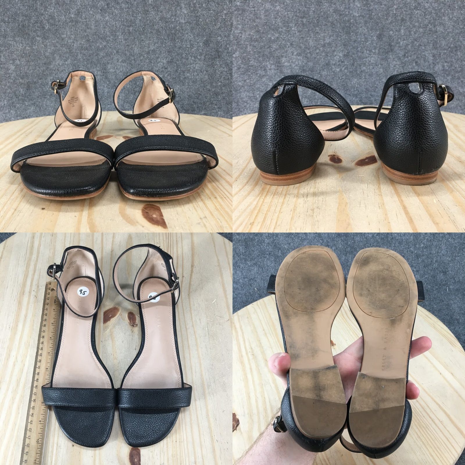 Vintage Kelly & Katie Sandals Womens 9.5 M Durka Ankle Strap Black Faux Leather Casual Sandal Womens Shoes Size US 10 / IT 40 - 8 Thumbnail