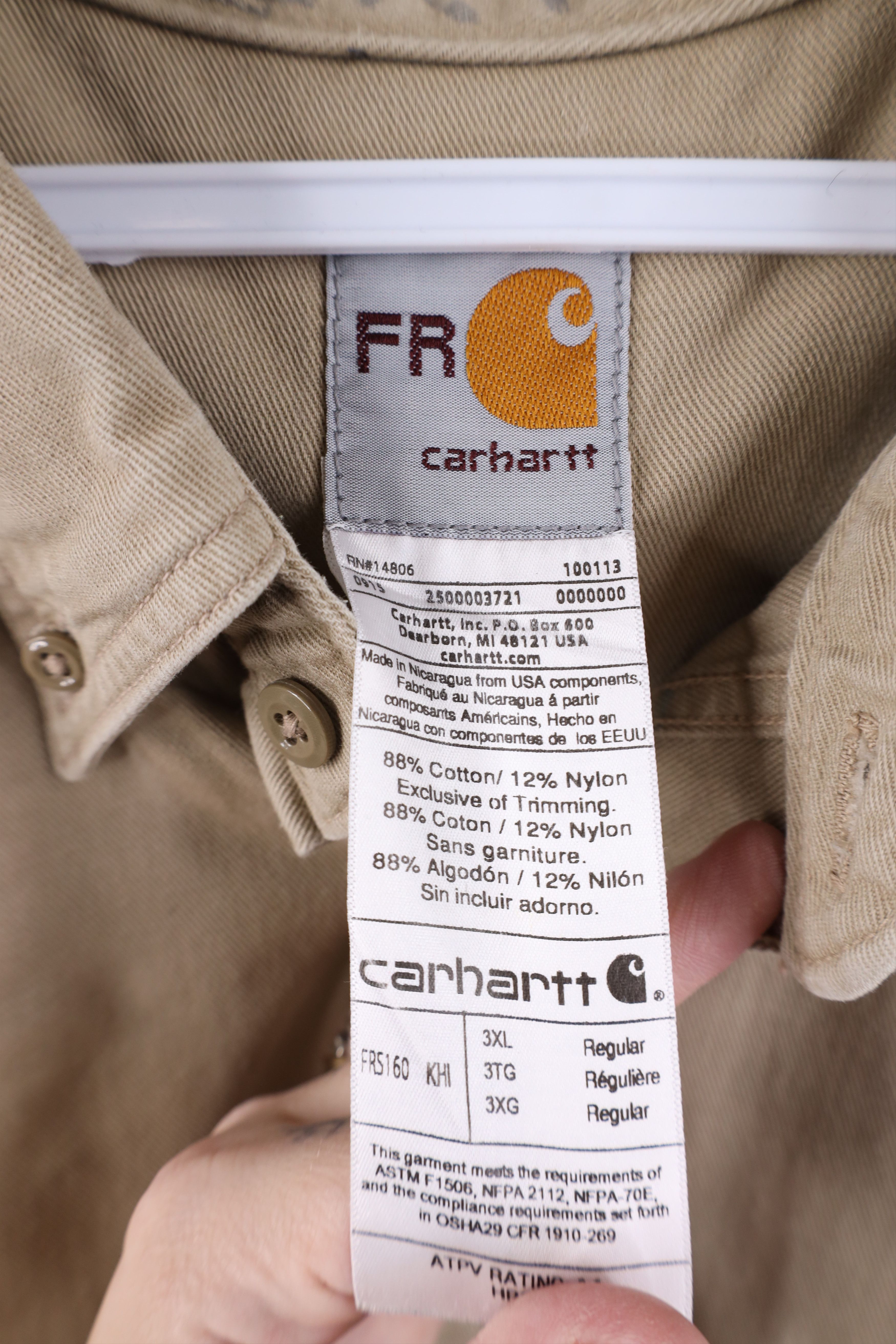 Carhartt Vintage Carhartt FR Fire Resistant Workwear Button Shirt Size US XXL / EU 58 / 5 - 9 Thumbnail