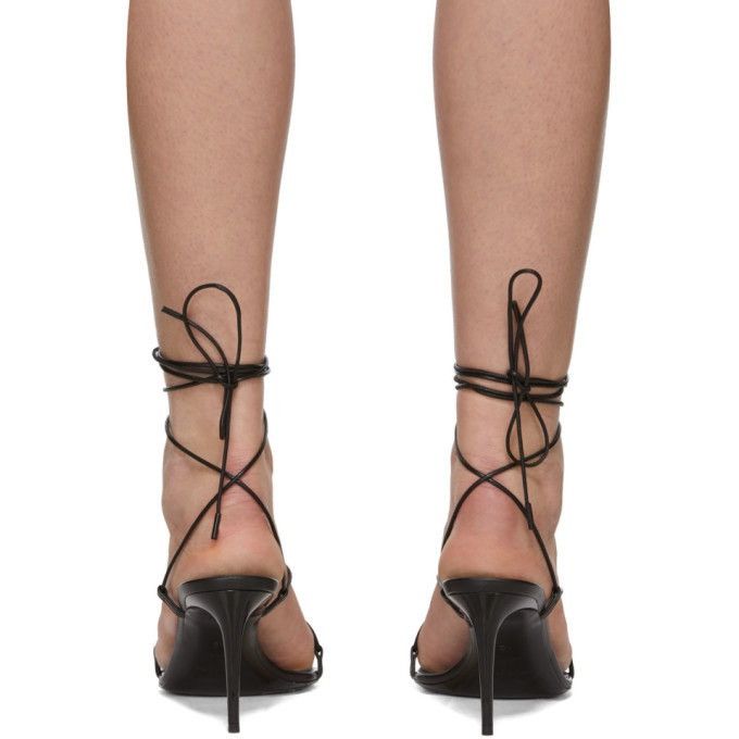 Saint Laurent Paris New SAINT LAURENT Minimalist Black Leather Sandal Heels Size US 11.5 / IT 41.5 - 4 Thumbnail
