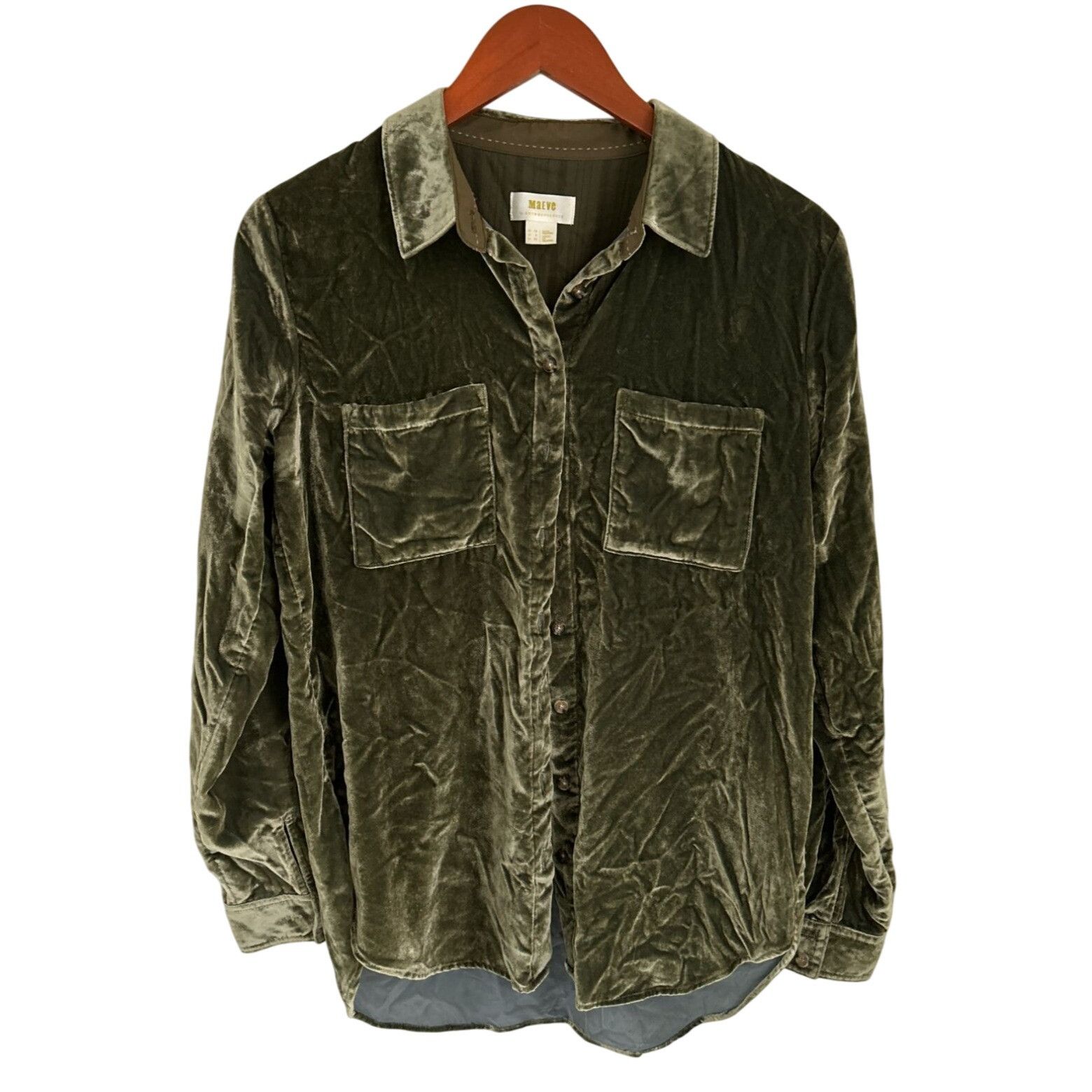 Anthropologie Anthropologie Maeve Karina Green Velvet Button Down Long Sle Size M / US 6-8 / IT 42-44 - 14 Thumbnail
