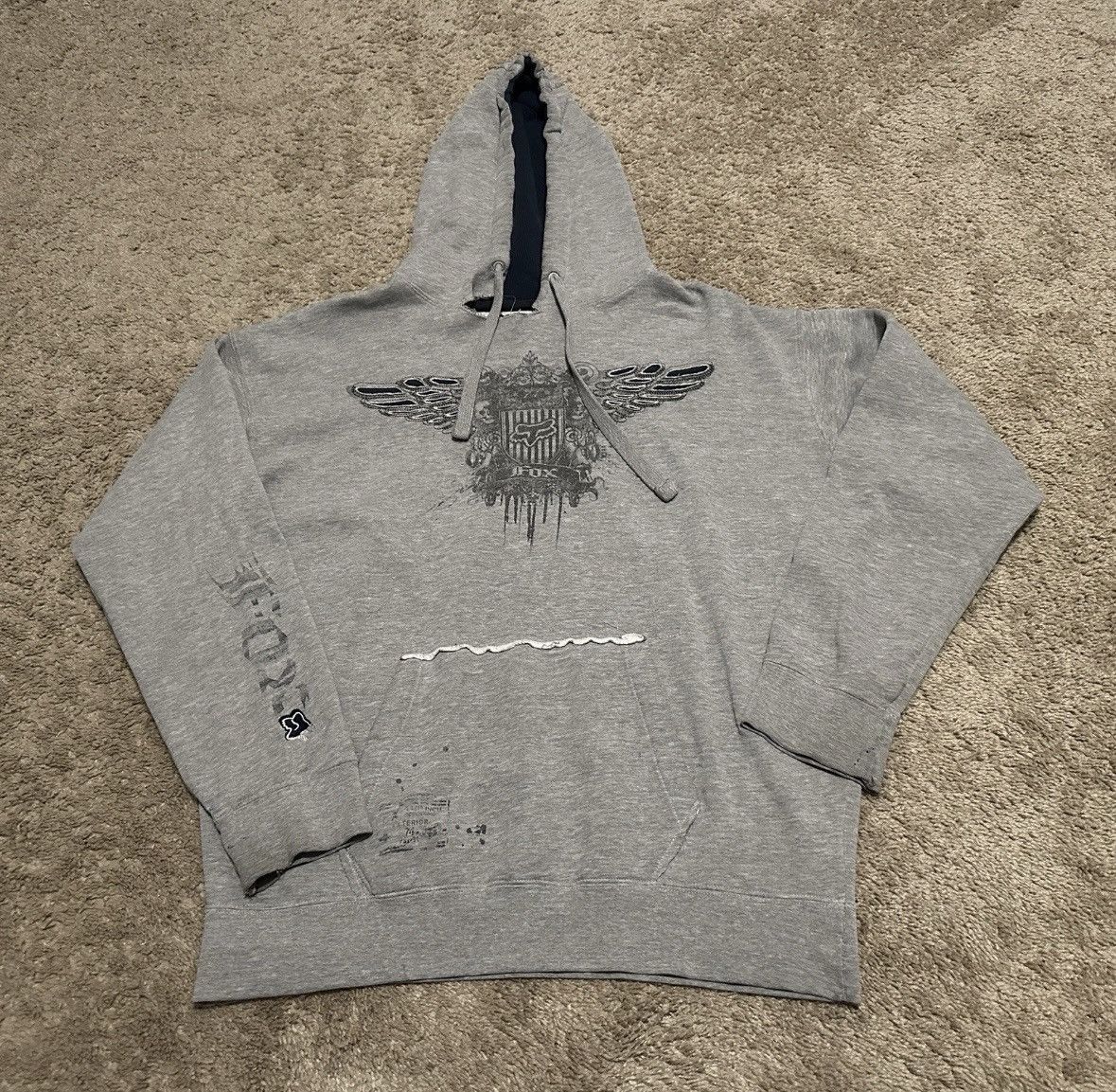 Fox Racing Vintage Fox Racing Hoodie Grunge Y2K Pullover Size US XL / EU 56 / 4 - 1 Thumbnail