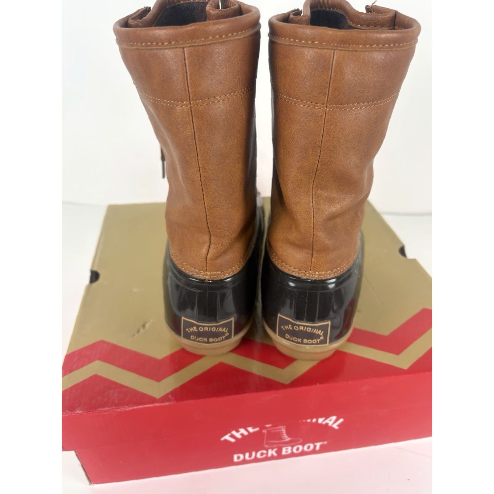 Vintage VINTAGE? No. The Original Duck Arianna Tan/Navy Lace Up Duck Boots Womens Size 7.5M Size US 7.5 / IT 37.5 - 2 Thumbnail