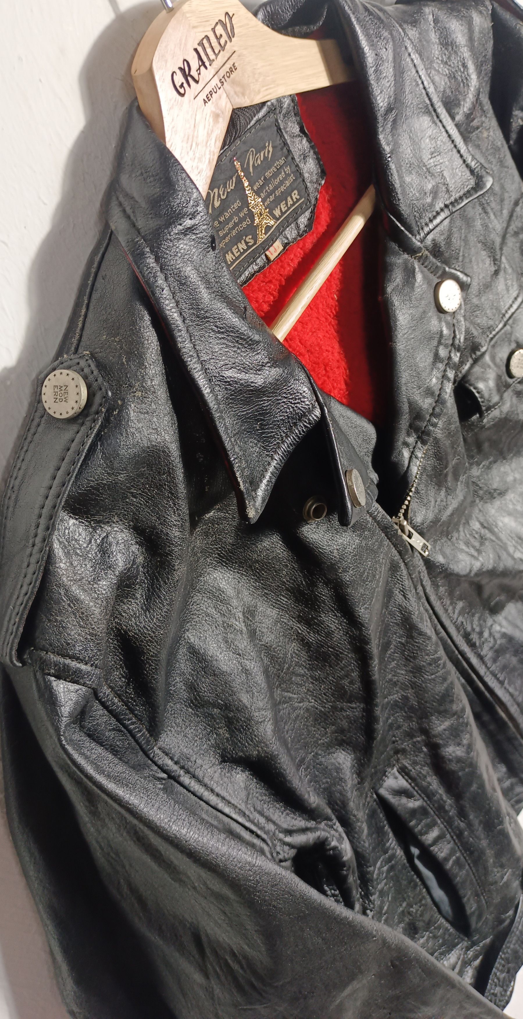 If Six Was Nine Vtg 1980s💥New Paris Bikers Leather Jacket Size US M / EU 48-50 / 2 - 9 Thumbnail