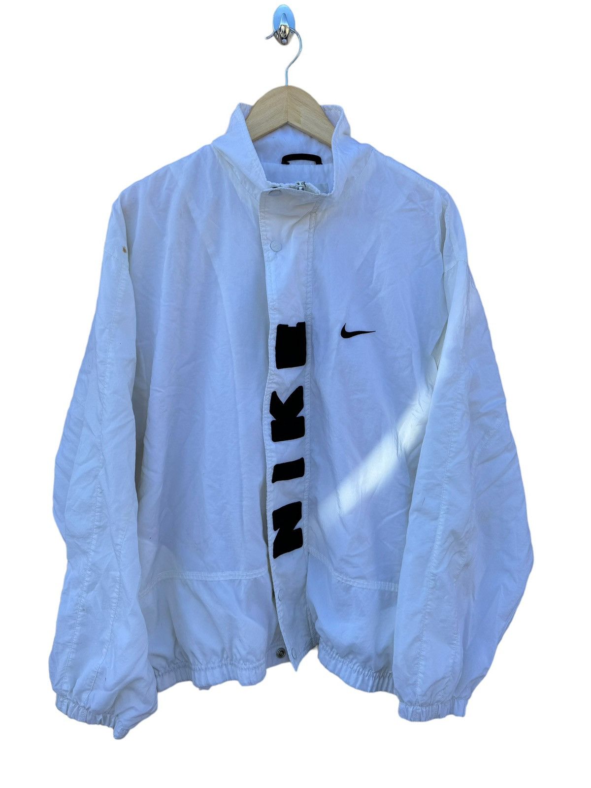 image of Vintage Nike White Wind Breaker, Men's (Size XL)