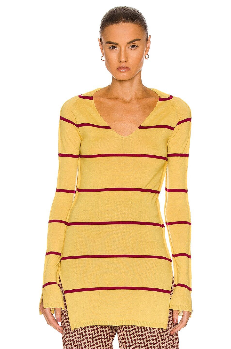 Marni o1y1125 V-neck Sweater in Yellow/Red Size M / US 6-8 / IT 42-44 - 1 Thumbnail