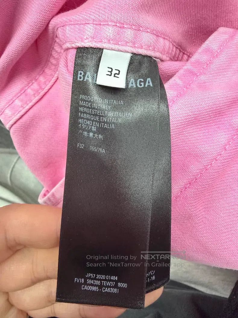 Balenciaga Balenciaga Pink embroidered letter denim jacket Size 4XL / US 24-26 - 6 Thumbnail