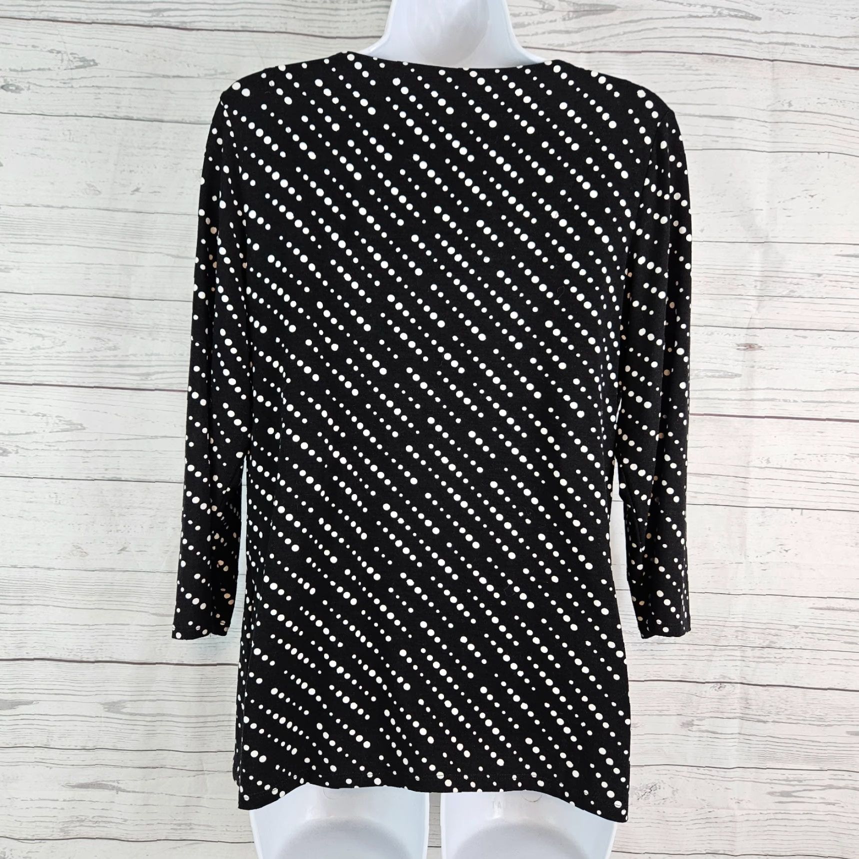 Vintage Chico's Womens Top Blouse 3/4 Sleeve Medium Black White Rayon Blend Shirt Womens Size M / US 6-8 / IT 42-44 - 3 Thumbnail