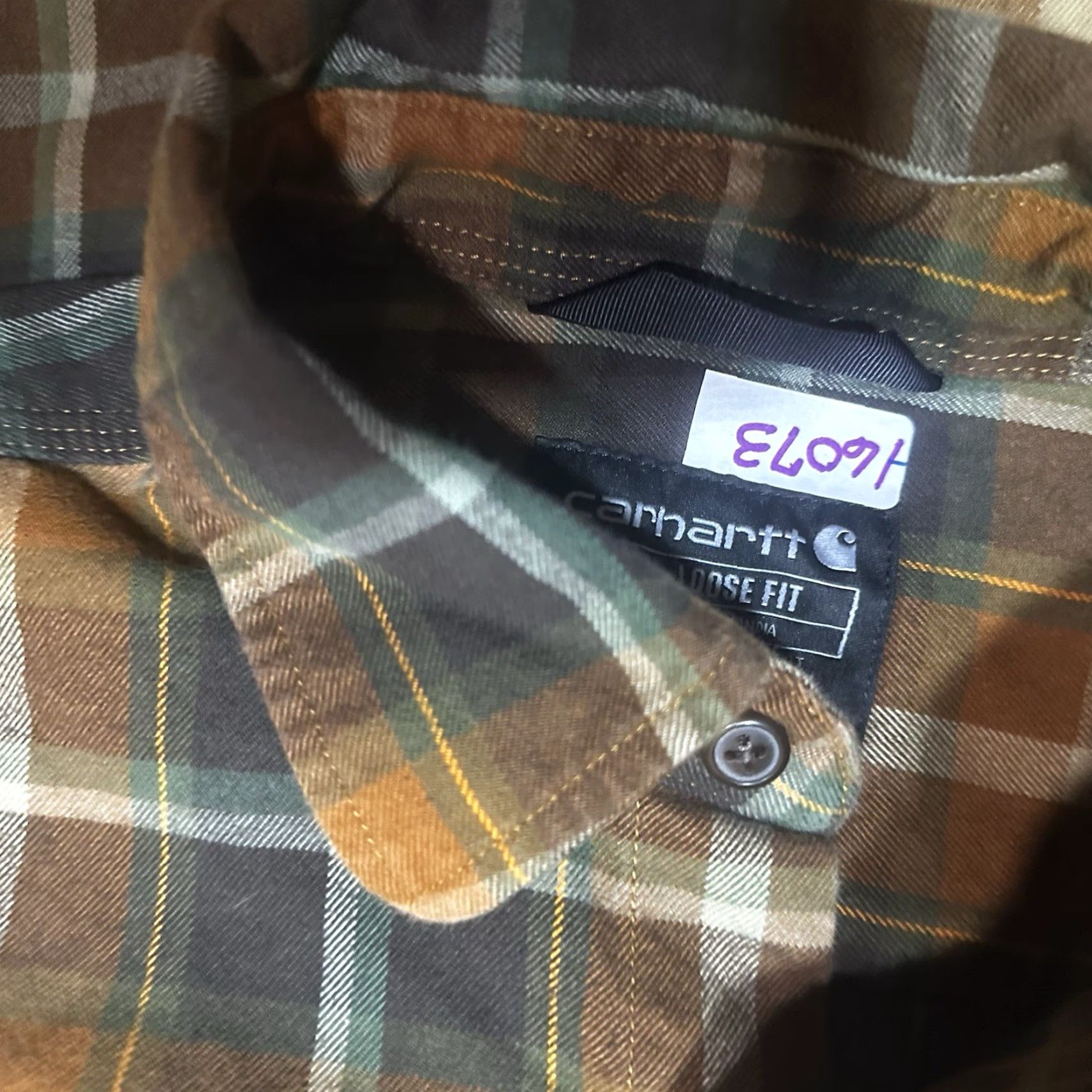 Carhartt Carhartt Button-Up Shirt Mens Small Orange Brown Plaid Loose Fit Size US S / EU 44-46 / 1 - 7 Thumbnail