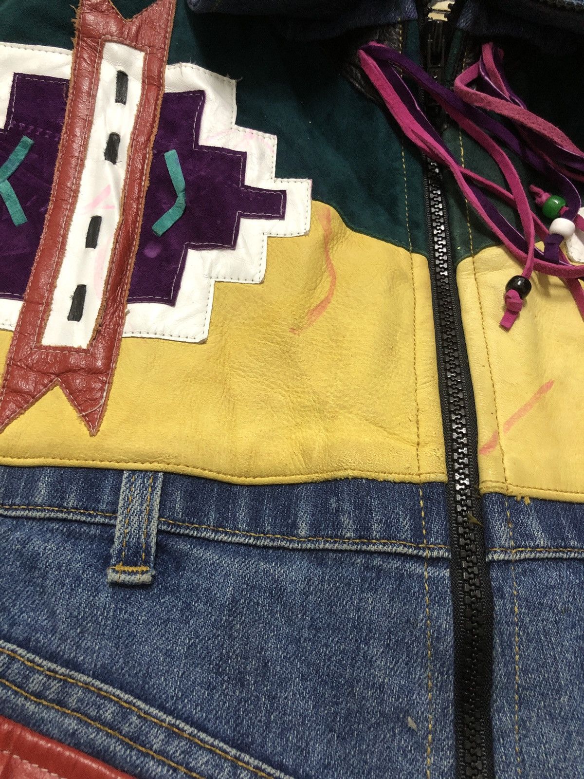Native Vintage Vukani Native Navajo Denim Leather Jacket Size US L / EU 52-54 / 3 - 3 Thumbnail