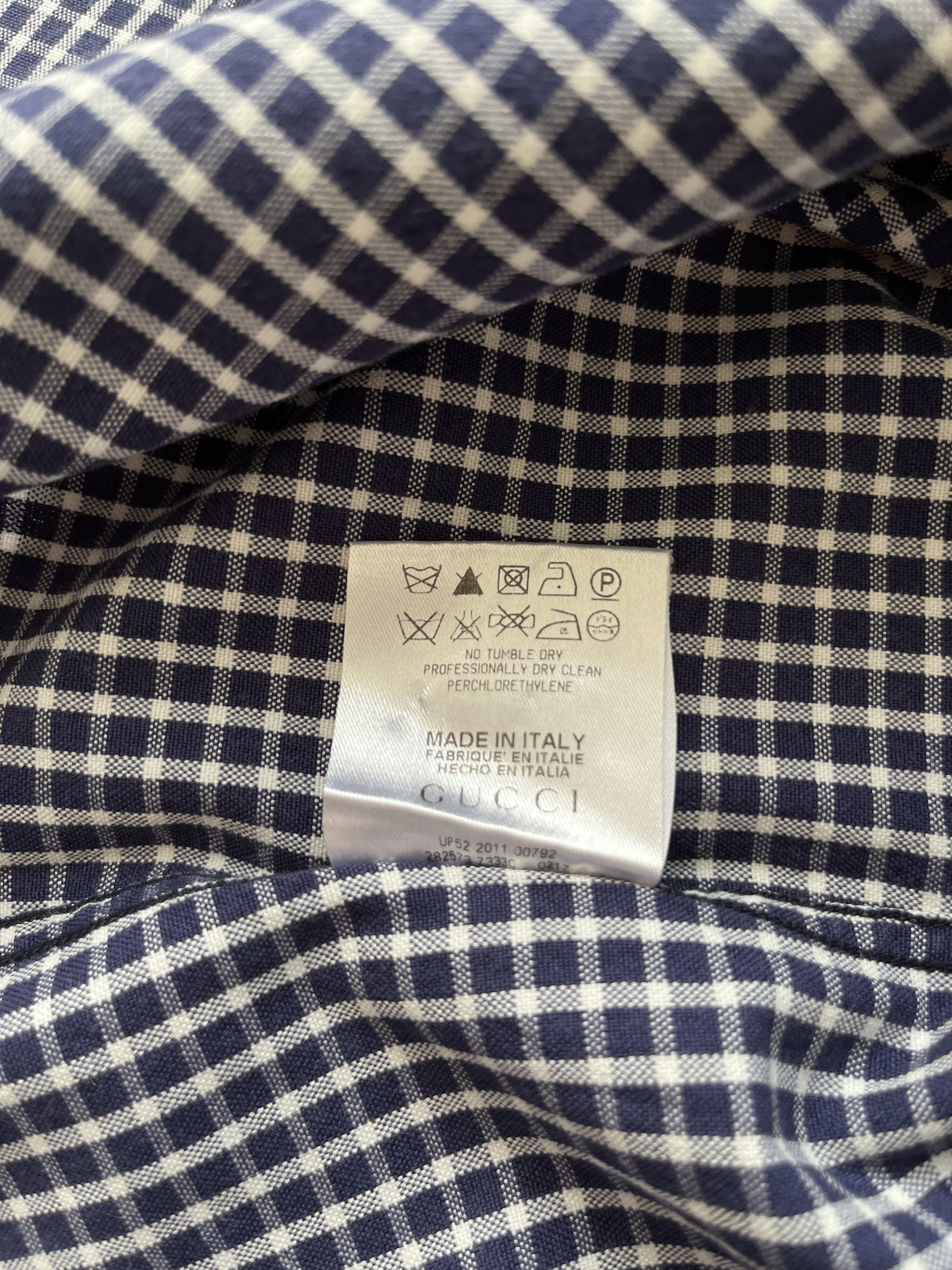 Gucci ⚡️QUICK SALE⚡️2011 Gucci Blue/White Checked Button Up Shirt Size US M / EU 48-50 / 2 - 4 Thumbnail