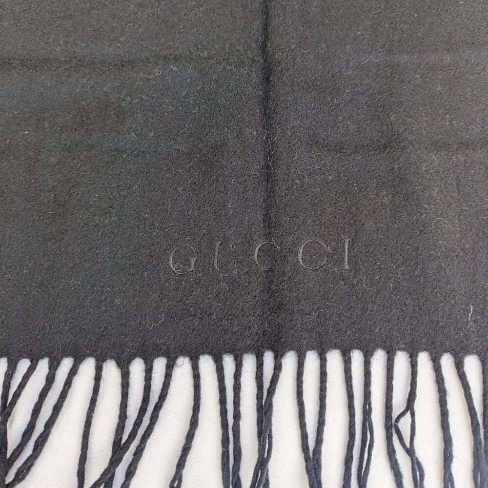 Gucci Gucci Authentic Unisex Scarf Black 100% Cashmere Size ONE SIZE - 5 Thumbnail