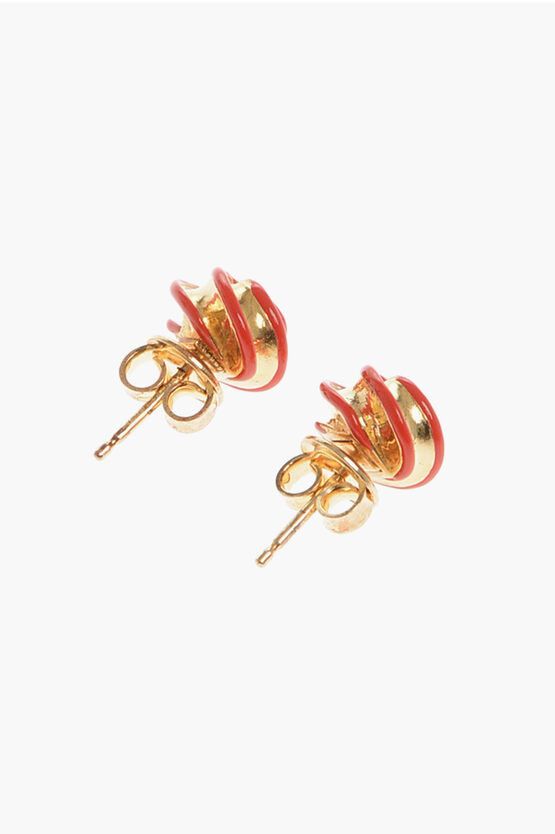 Bottega Veneta o1n1vont1124 Size: OS / Pillar Earring in Gold/Red Size ONE SIZE - 1 Thumbnail
