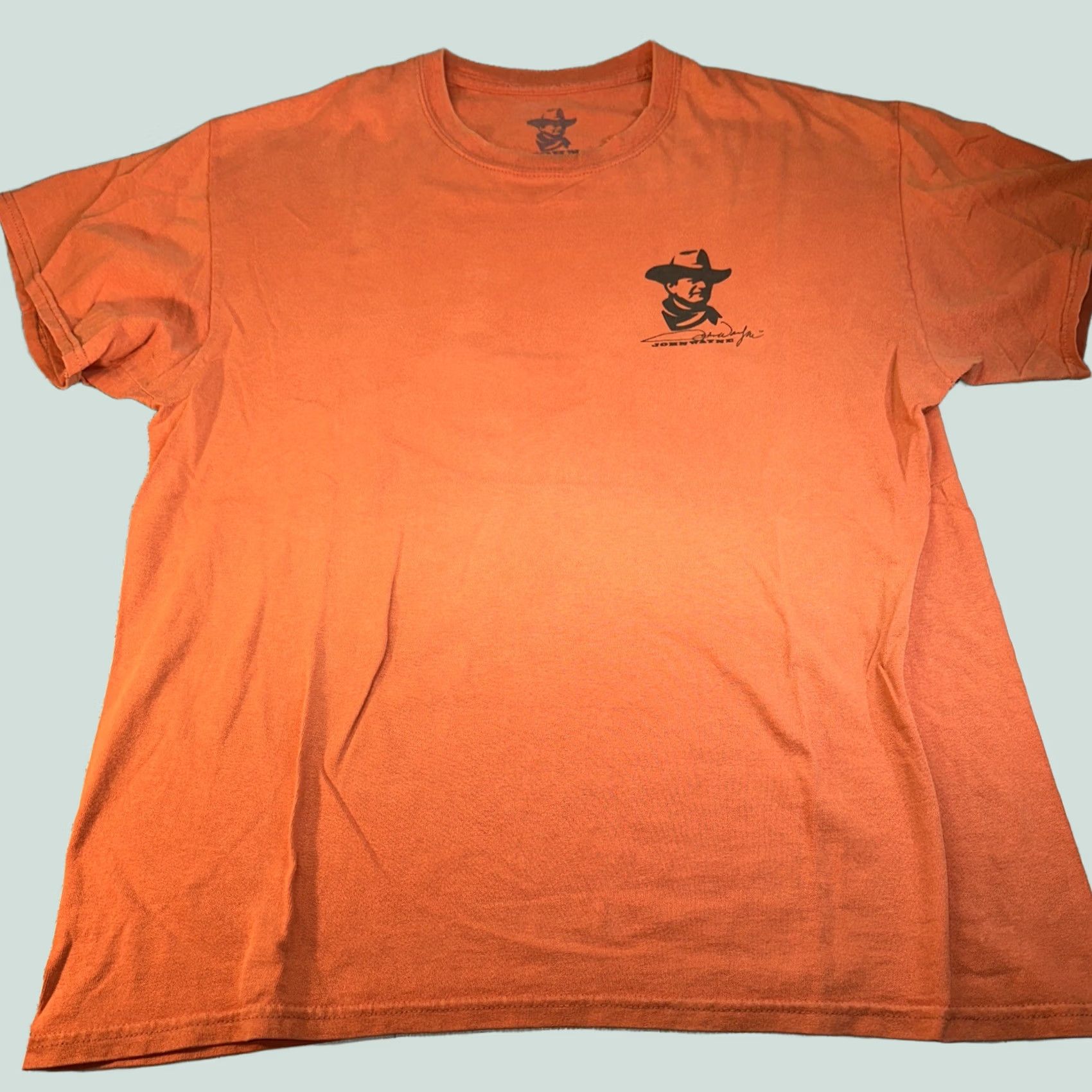 Vintage John Wayne Mens L Shirt Orange Logo Burnt Cotton Western Tee Regular Fit Short Sleeve Crew Neck T-Shirt Quotes Vintage No (adjusted per constraints) Size US L / EU 52-54 / 3 - 1 Thumbnail