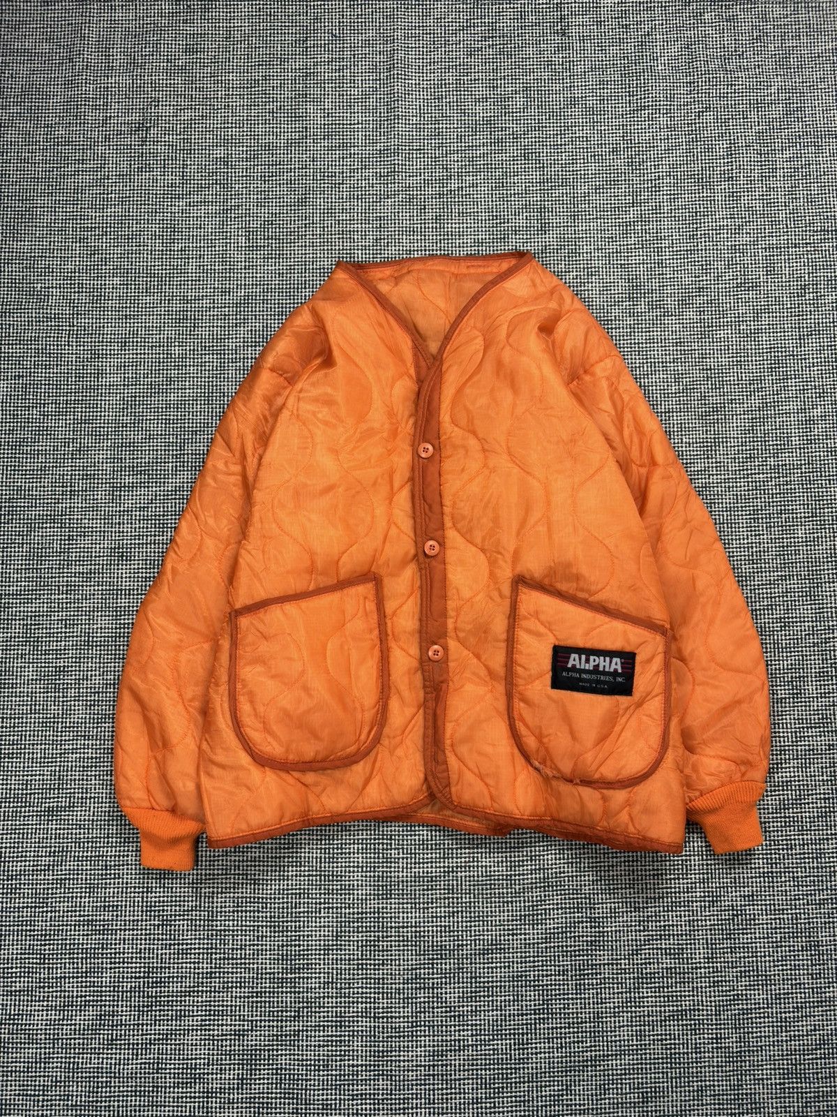 Alpha Industries 90s Alpha industries made in U.S.A. Orange liner Bomber jckt Size US XL / EU 56 / 4 - 1 Thumbnail