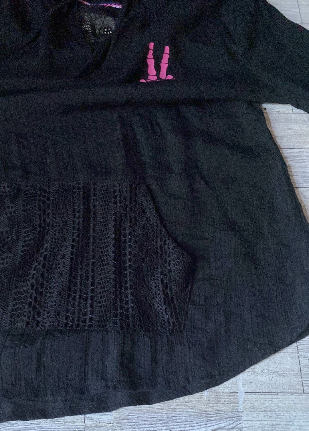 Vintage Retro, Peace Sign Skeleton, Upcycled, Hooded, Cover-Up Tunic Size S / US 4 / IT 40 - 11 Thumbnail