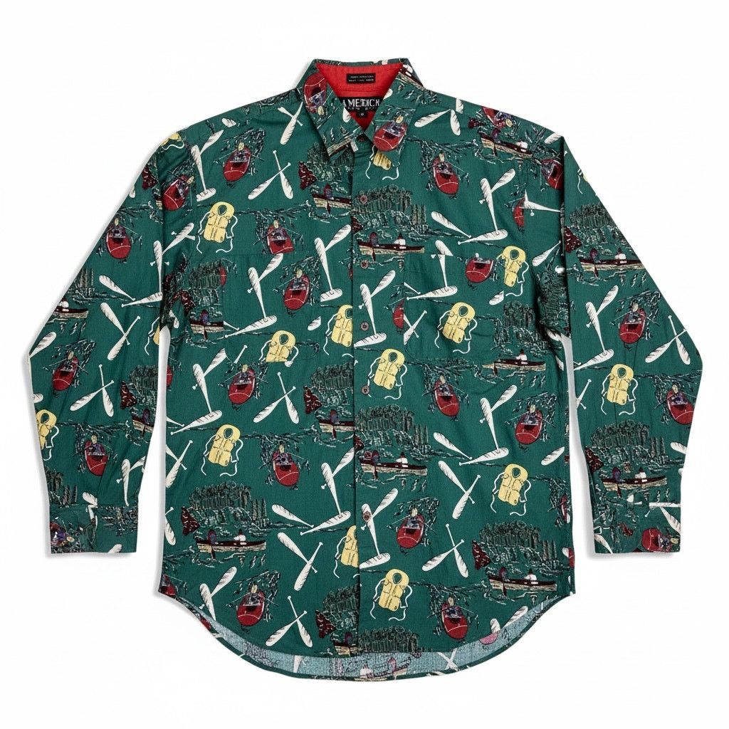 Perry Ellis 90s America Perry Ellis Rafting Fishing Outdoors L/S Shirt S Size US S / EU 44-46 / 1 - 1 Thumbnail