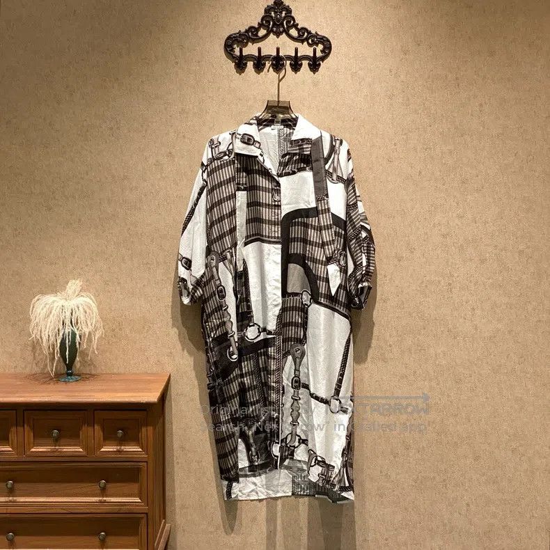 Hermes Hermes 25 Model Leather Chain Printed Silk Chiffon Dress Size XS / US 0-2 / IT 36-38 - 1 Thumbnail