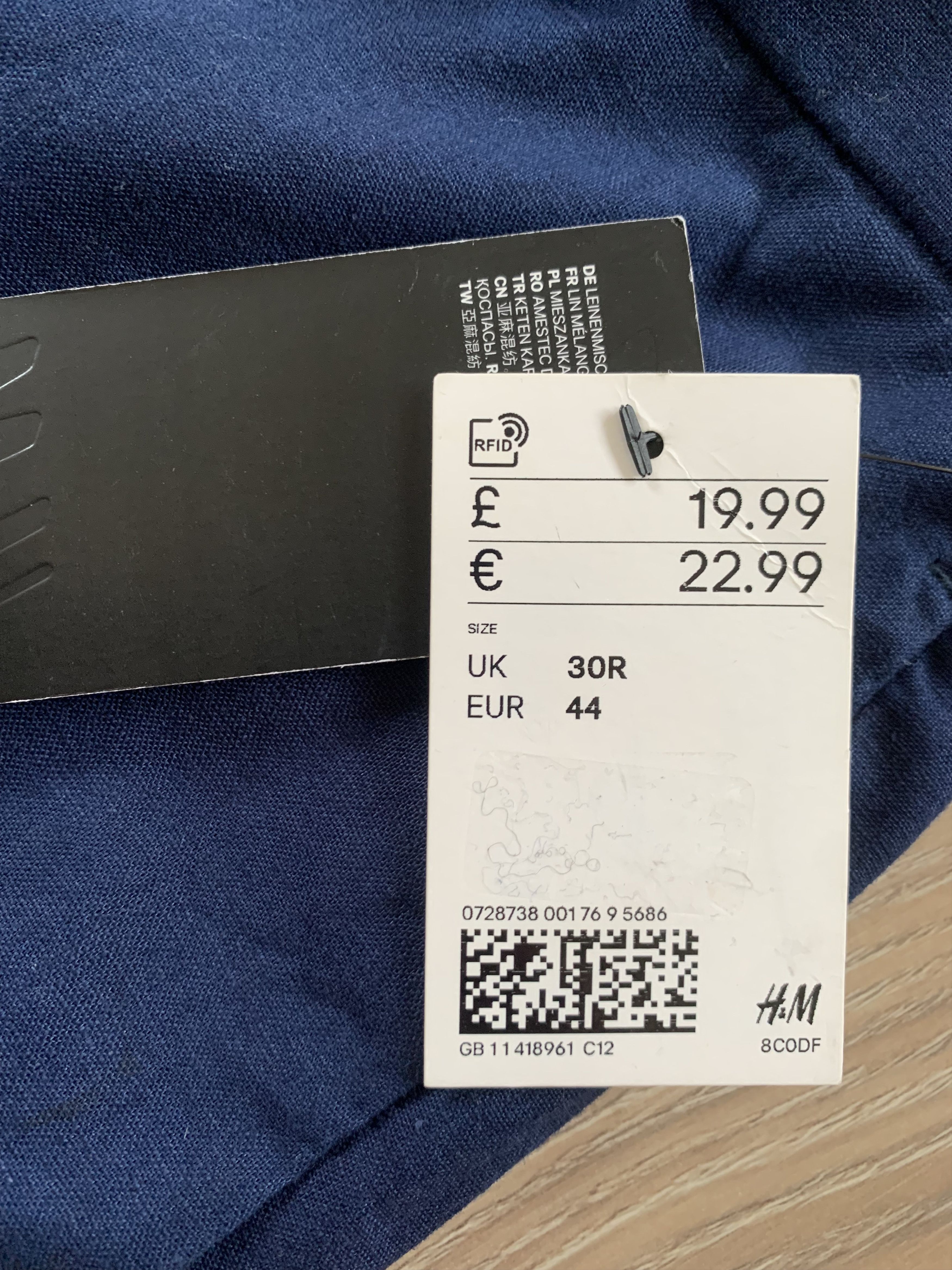 H&M H&M Linen Blend New Blue Pants Trousers Size 44R - 8 Thumbnail