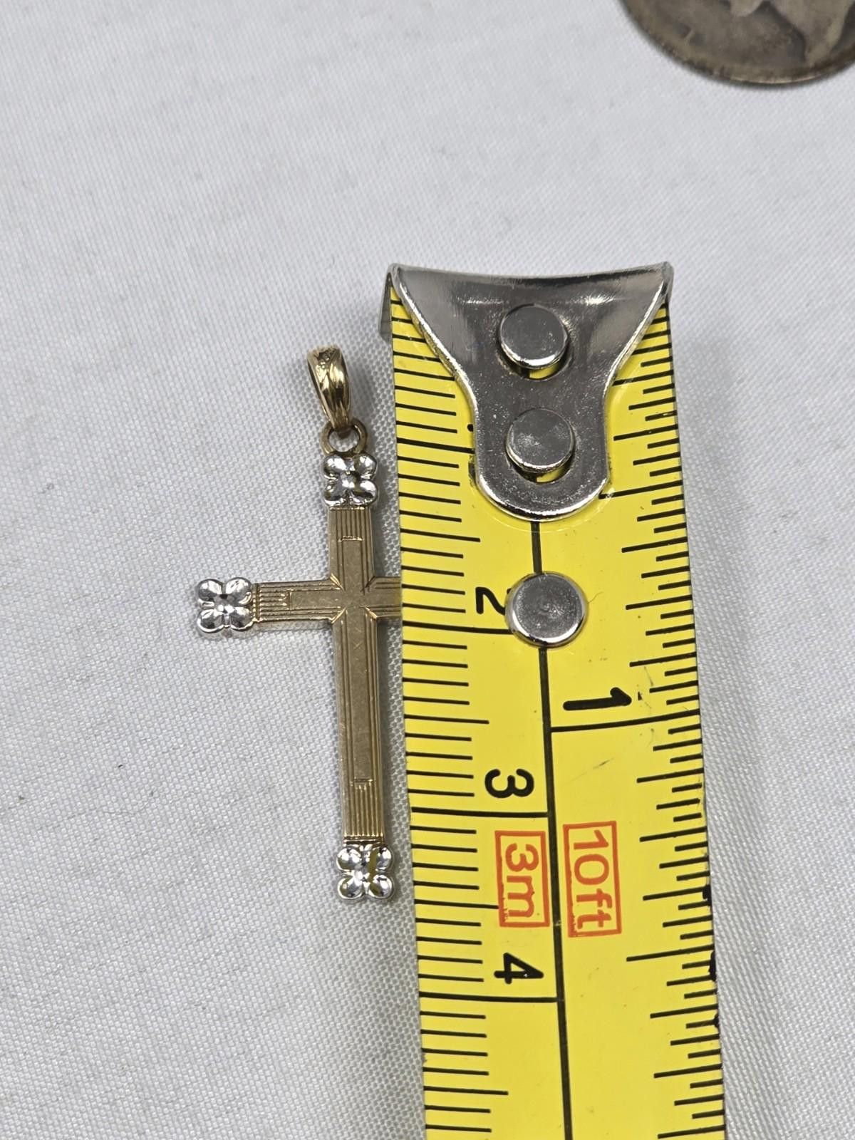 Other ​Vtg Esemco 10k Two-Tone Gold Floral Cross Pendant Size ONE SIZE - 3 Thumbnail