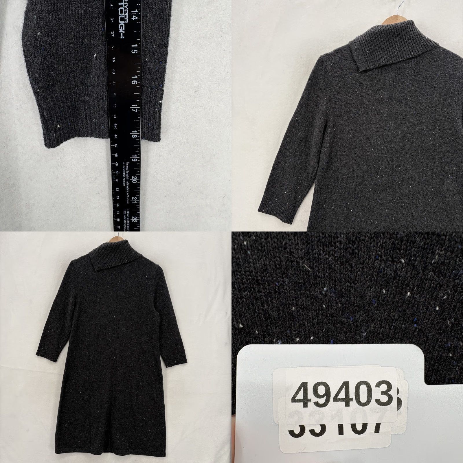 Talbots Talbots Sweater Dress Womens PL Gray Turtleneck 3/4 Sleeve Speckled Knit Buttons Size L / US 10 / IT 46 - 8 Thumbnail