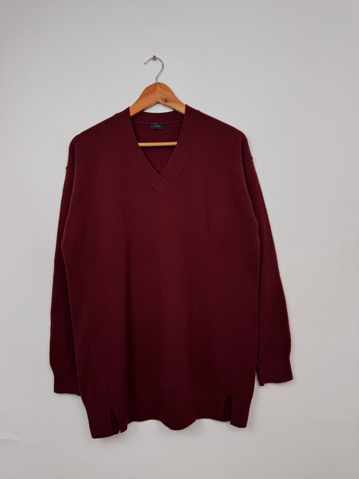 Joseph Joseph Women Wool V Neck Sweater Burgundy Size S Size US S / EU 44-46 / 1 - 1 Thumbnail