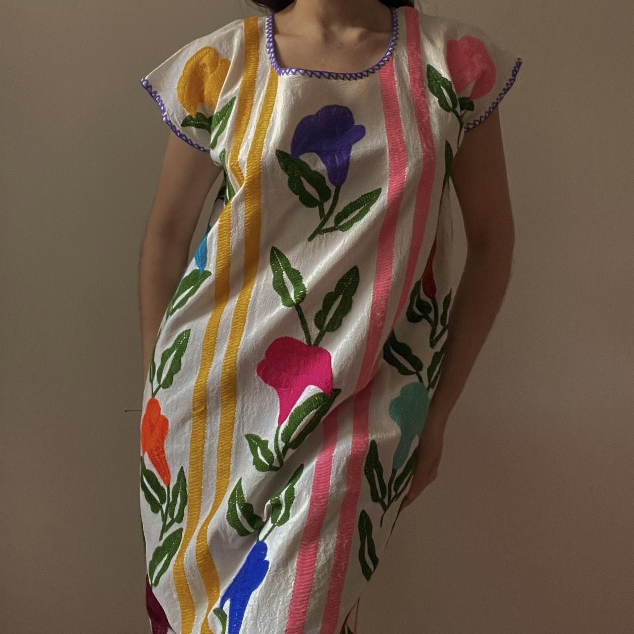 Vintage Mexican Embroidered Nightgown Dress