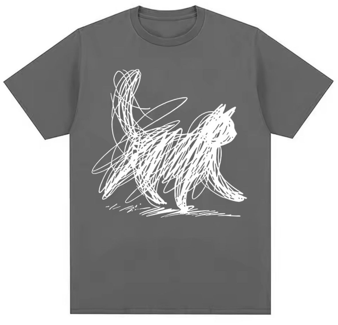 Japanese Brand Retro Abstract Cat Lines Minimalist Graffiti Graphic T-Shirt Size US XL / EU 56 / 4 - 1 Thumbnail