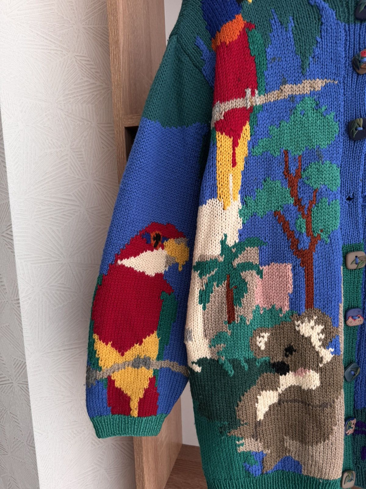 Vintage Vintage Signature Sydney Parrot & Coala Luxury Wool Cardigan Size US L / EU 52-54 / 3 - 10 Thumbnail