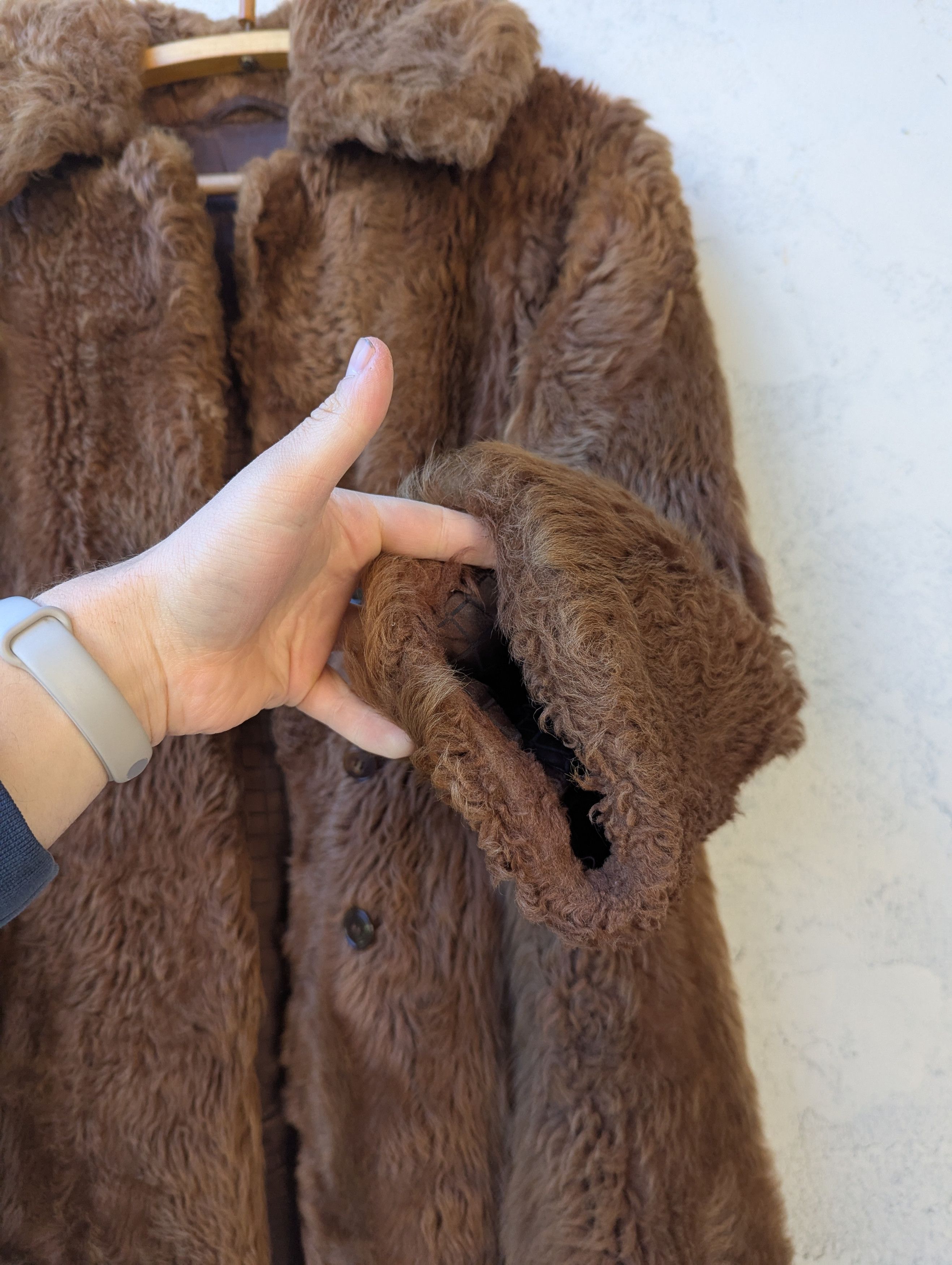 Vintage Women’s Long Brown Real Fur Coat L/XL
