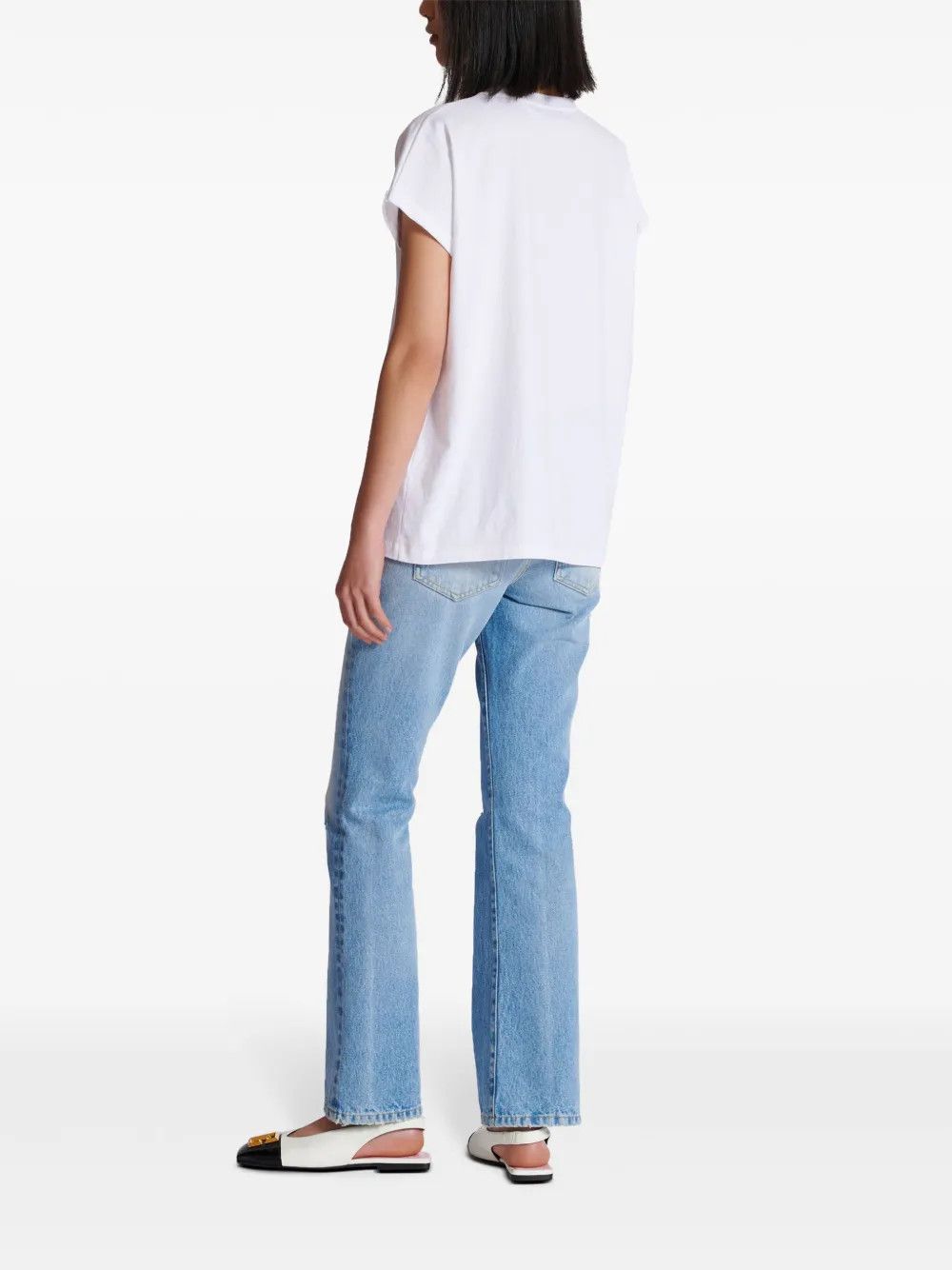 Balmain o1s1wg110725 Flamingo Print Cotton T-Shirt in White Size L / US 10 / IT 46 - 3 Thumbnail