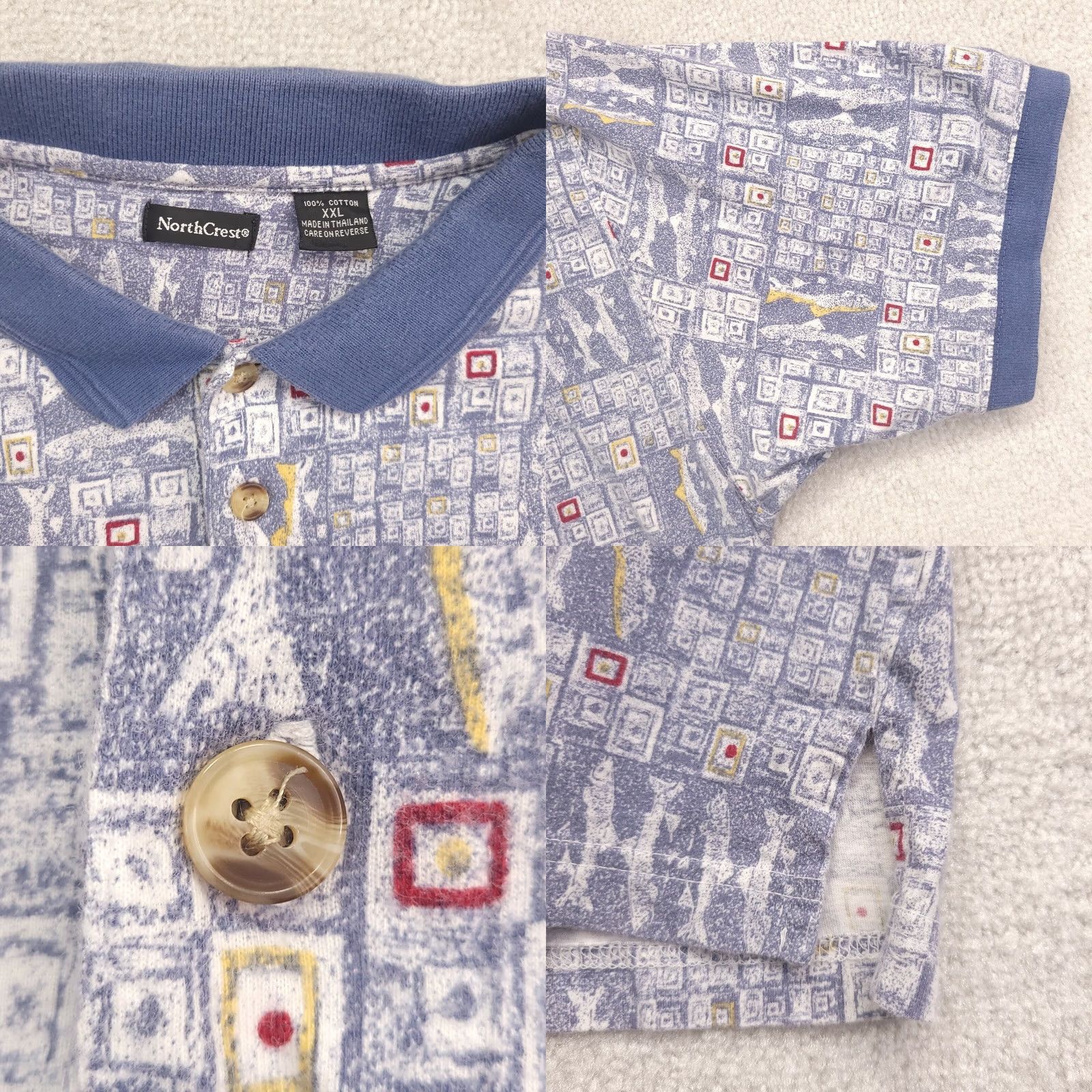 Vintage Northcrest Polo Shirt Short Sleeve All Over Shark Print XXL Mens Size US XXL / EU 58 / 5 - 8 Thumbnail