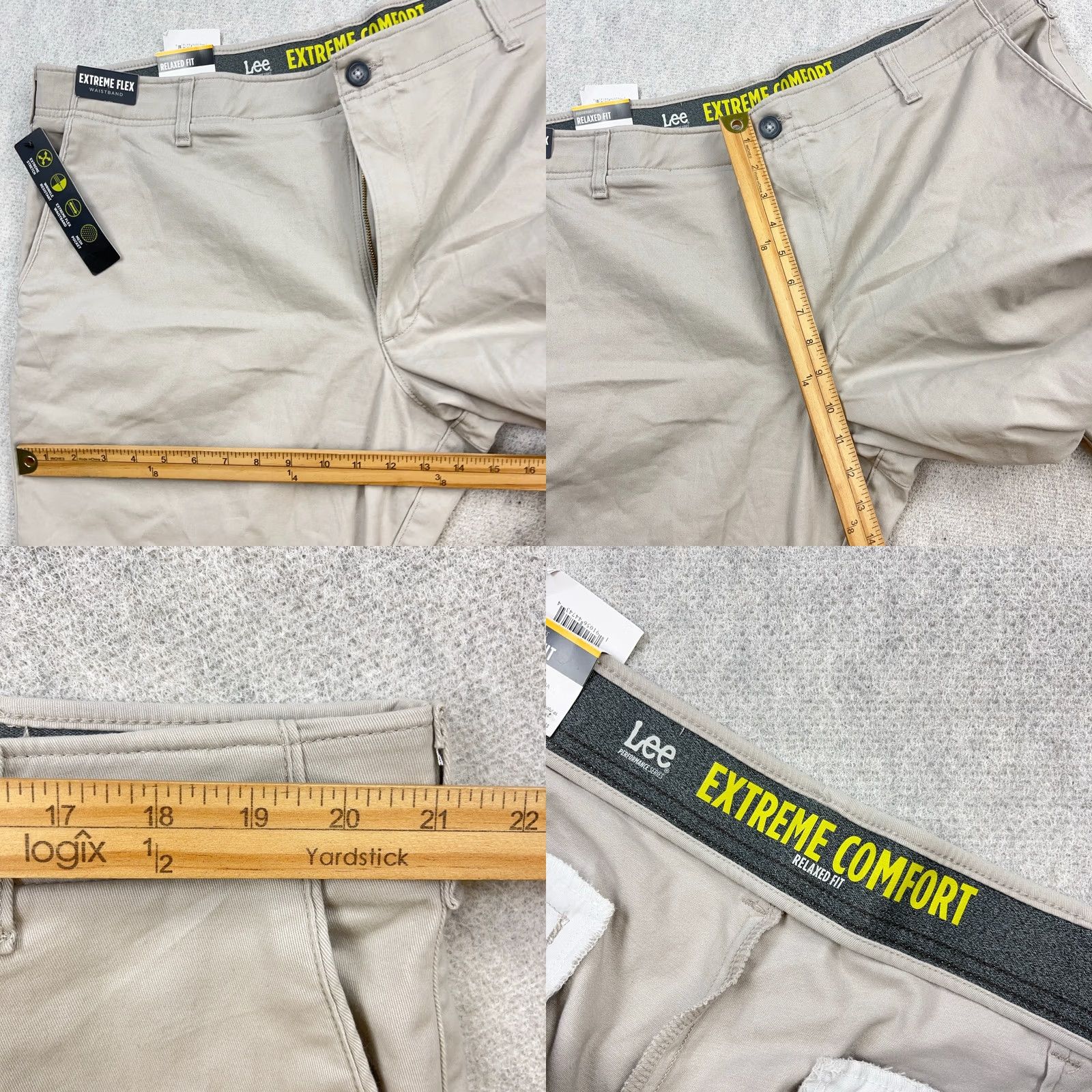 Lee Lee Chino Pants Men Relaxed Fit Straight Leg 42x30 Beige Cotton Stretch 5-Pocket Front Flat Front Wide Range of Seasons Mens Size US 42 / EU 58 - 8 Thumbnail