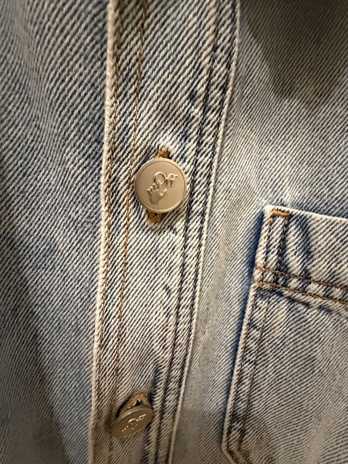 Off-White Denim Shirt "Stencil Logo" Size US S / EU 44-46 / 1 - 4 Thumbnail