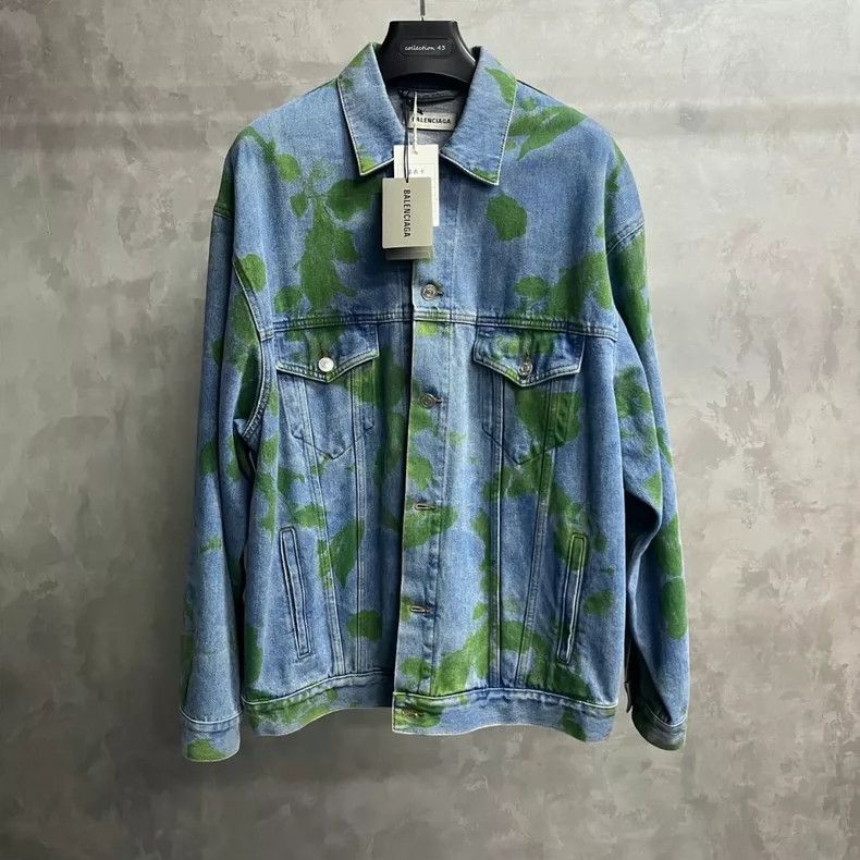 Balenciaga Balenciaga size 34 Blue plant logo denim jacket jacket Size XS / US 0-2 / IT 36-38 - 1 Thumbnail
