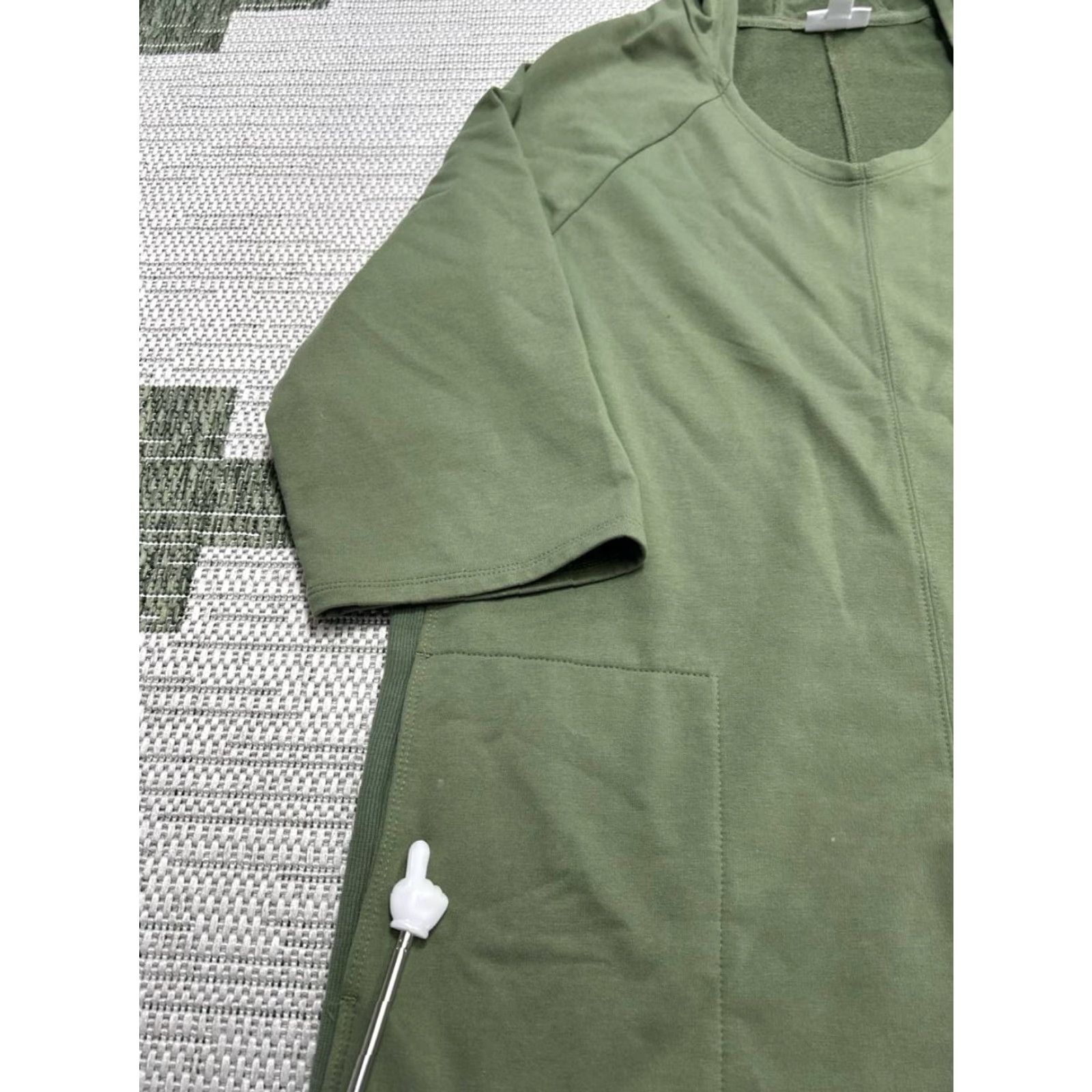 J. Jill J.Jill Dress Womens M Green Cotton Blend Knit Pullover Short Sleeve V-Neck Knee Length A-Line Casual Cotton Blend Dress Womens M Green Size M / US 6-8 / IT 42-44 - 6 Thumbnail