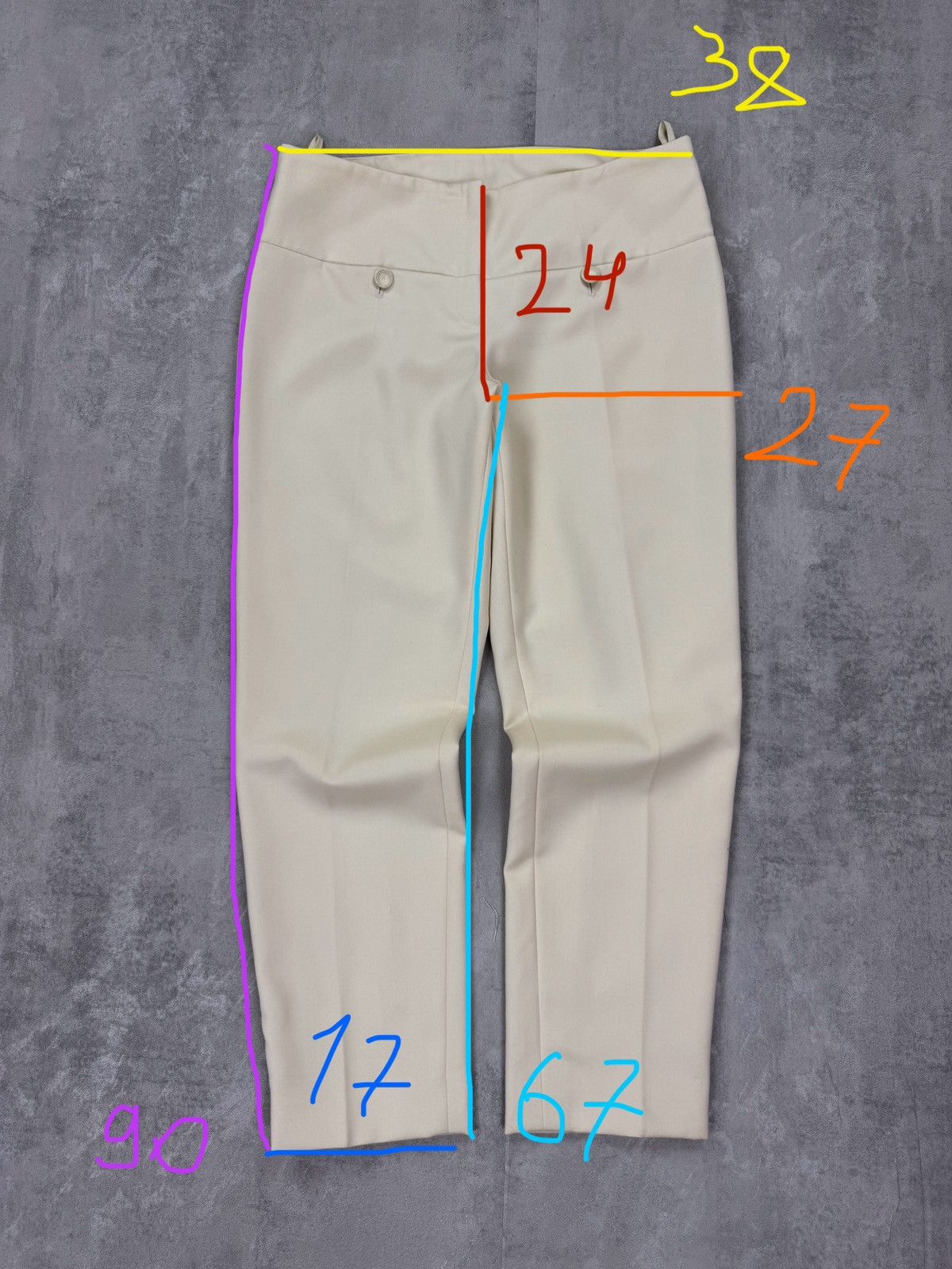 Chanel Chanel Womens Pants Cream-White Dress wool Trousers Size 40 Size 27" / US 4 / IT 40 - 14 Thumbnail
