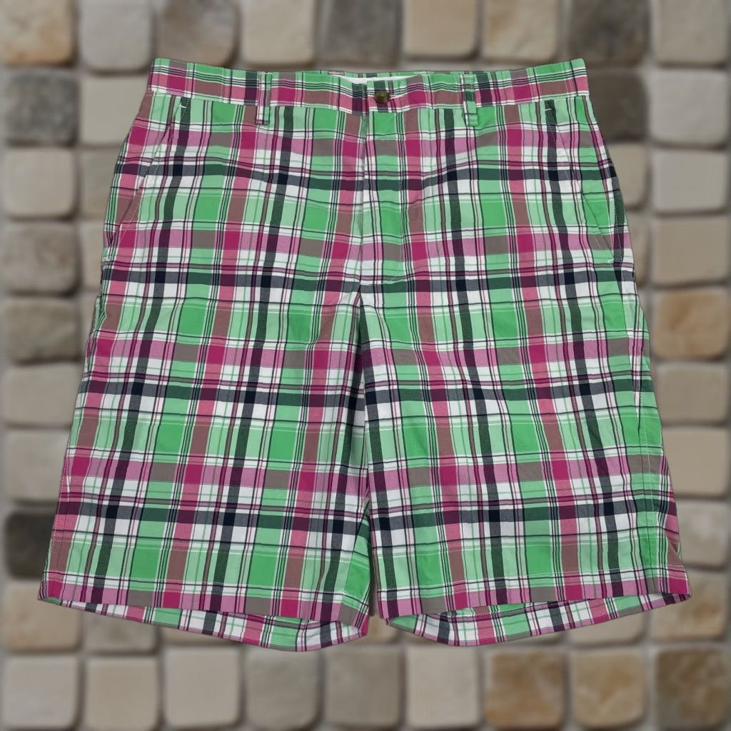 Footjoy FootJoy Shorts Mens 34 x 10 Green Madras Plaid Chino Stretch Golf Tennis Casual Workwear Outdoor 5-Pocket Mens Size US 34 / EU 50 - 1 Thumbnail