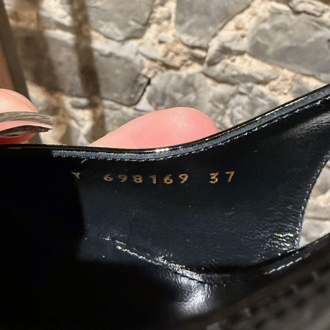 Yves Saint Laurent Saint Laurent Maxine 115 Black Patent Sling Back Pumps Size US 7 / IT 37 - 11 Thumbnail