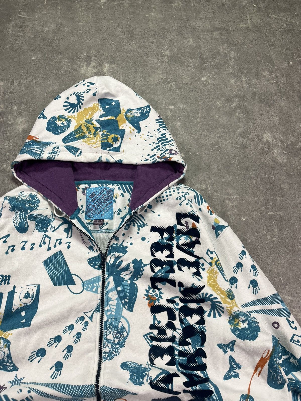 Live Mechanics 00s Live Mechanics AOP Printed Baggy Zip Hoodie XL Rare Size US XL / EU 56 / 4 - 10 Thumbnail