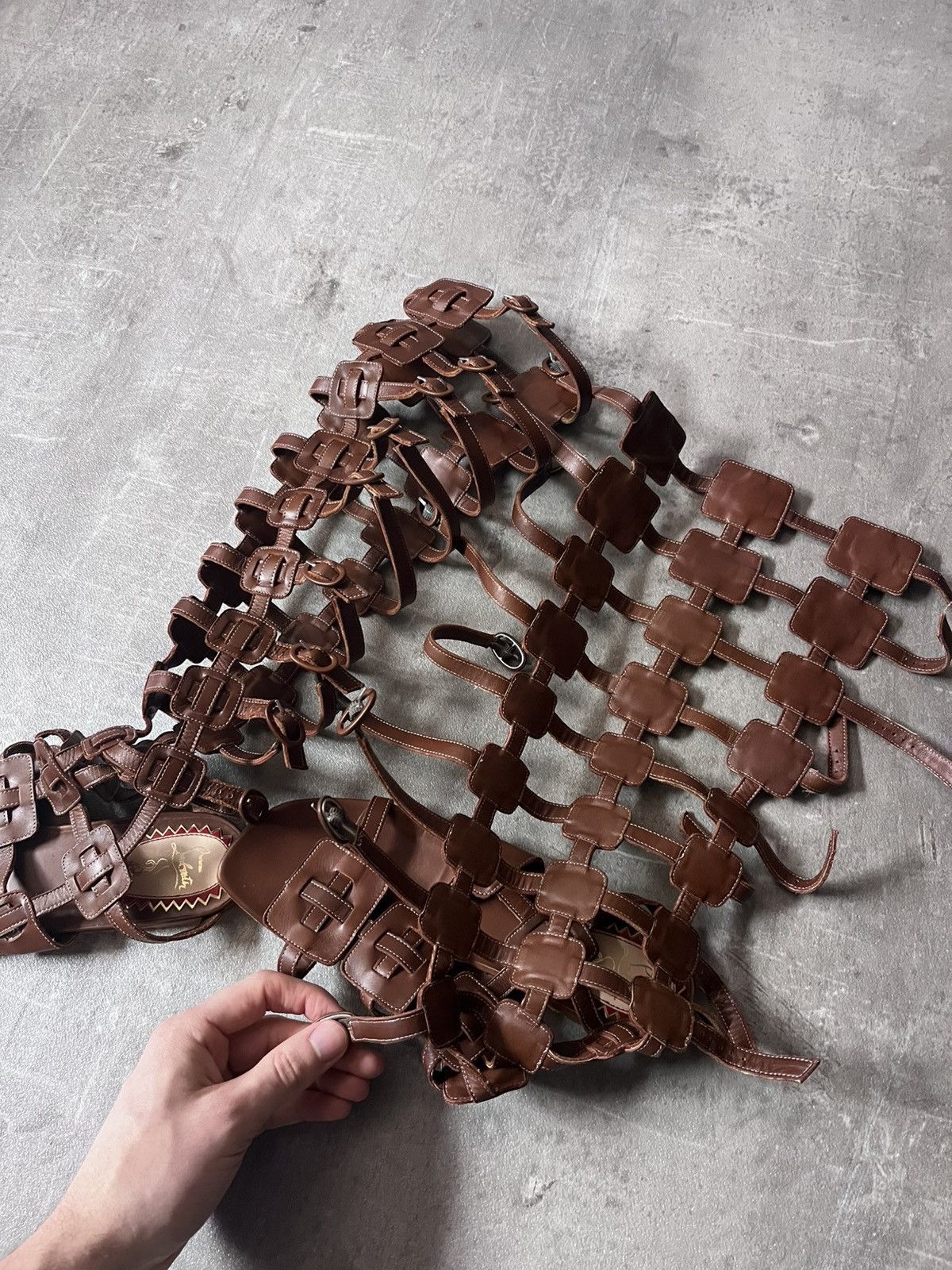 Christian Louboutin Christian Louboutin Gladiator Sandals brown leather Size US 7.5 / IT 37.5 - 6 Thumbnail