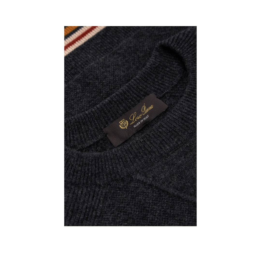 Loro Piana o1srvl11e1224 Stripe Crewneck Sweater in Black Size XS / US 0-2 / IT 36-38 - 2 Thumbnail