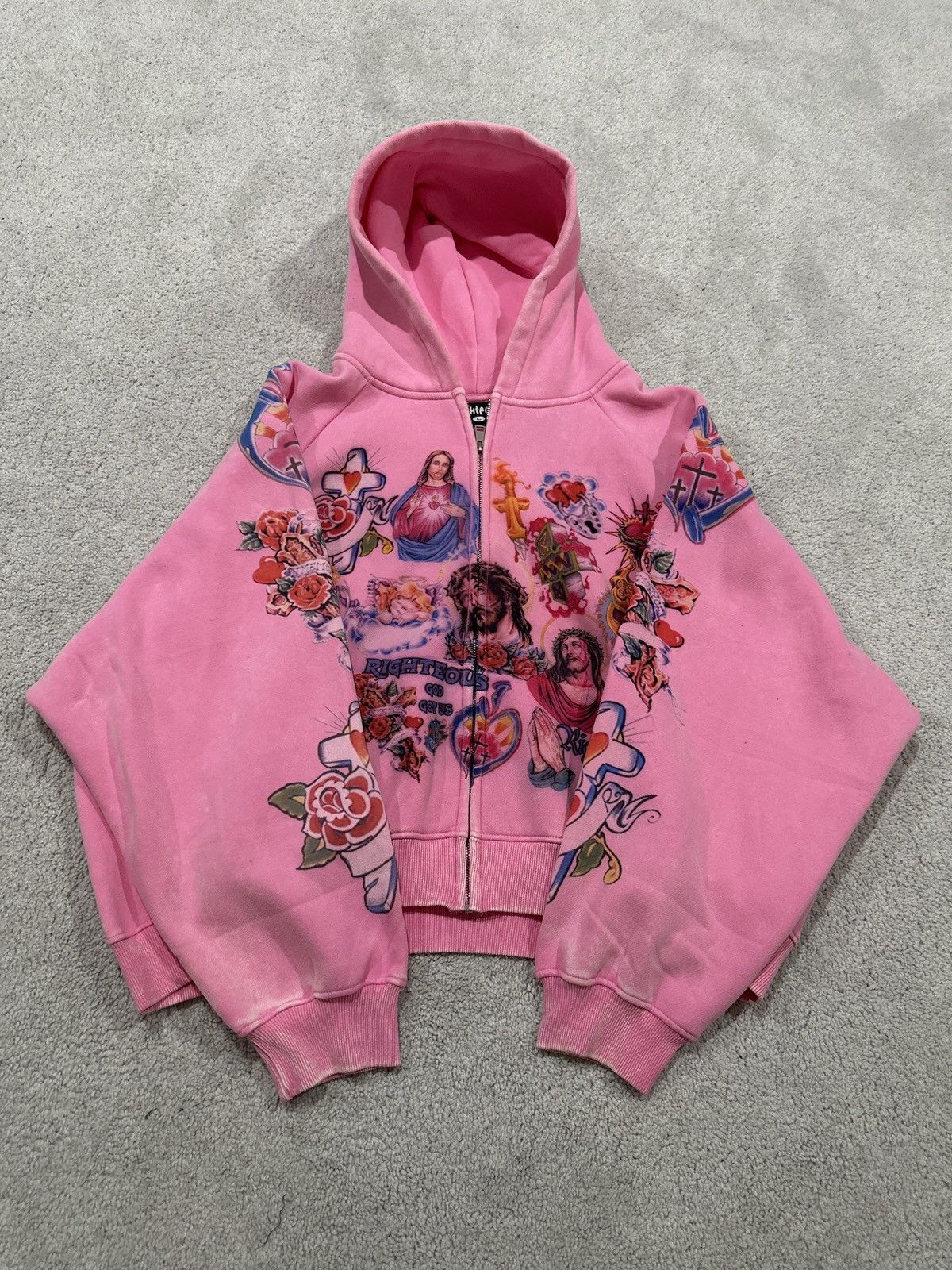 Other Righteous Pink Jesus Zipup Hoodie Size US L / EU 52-54 / 3 - 1 Thumbnail