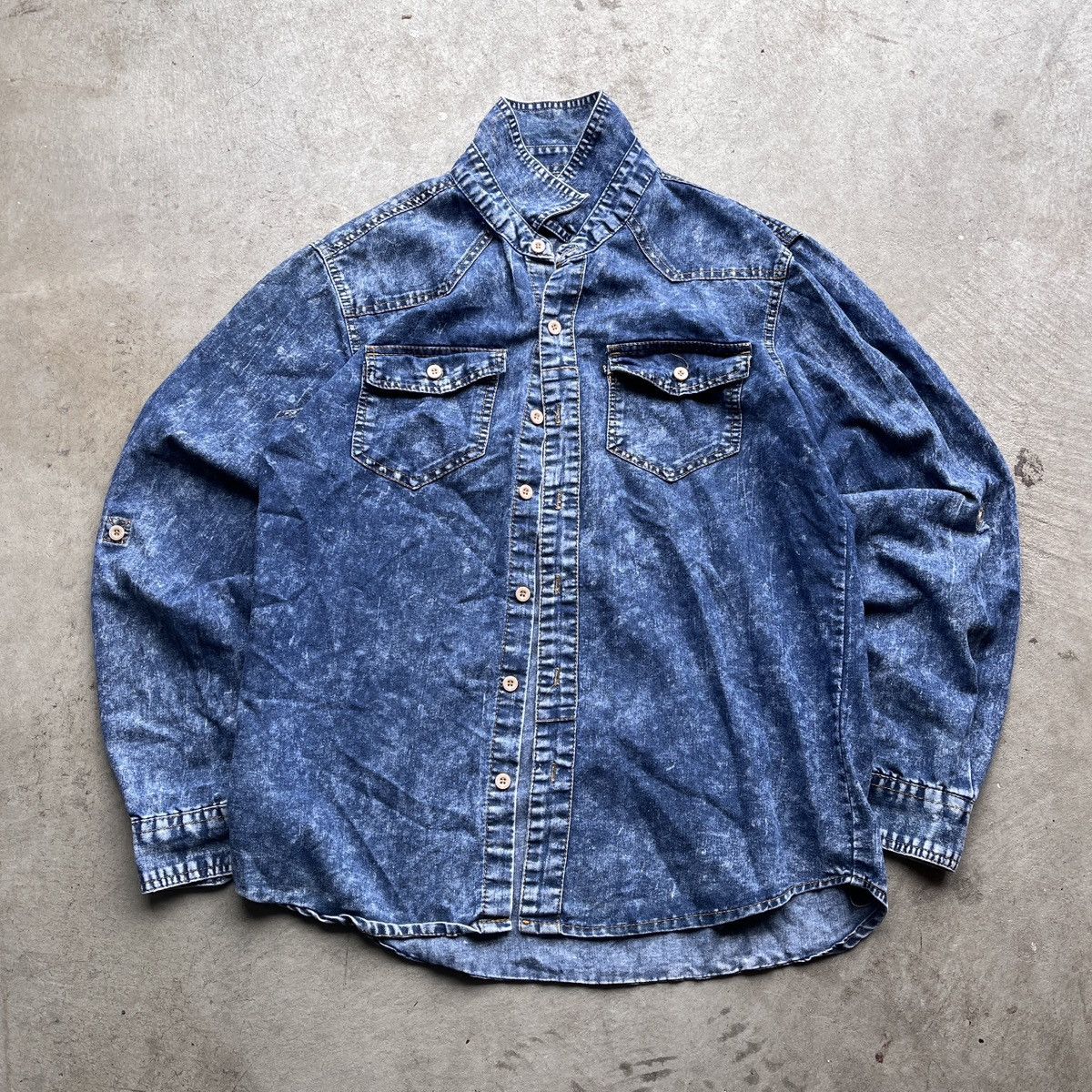 Rocawear Vintage Y2K Rocawear Washed Denim Button-Up Shirt Size US M / EU 48-50 / 2 - 1 Thumbnail