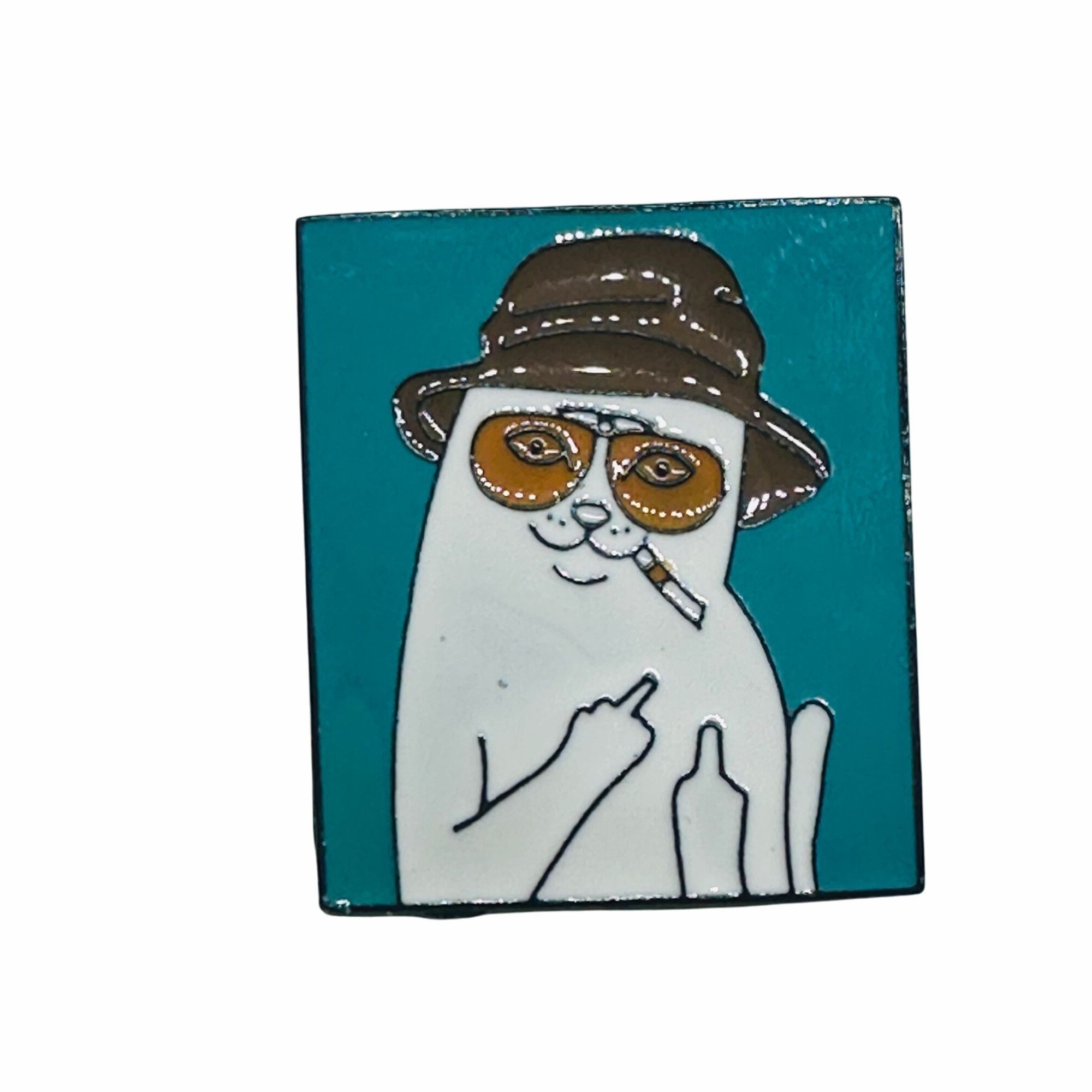 Other ⭐OZ ENAMEL PIN RIP N DIP NERMAL HUNTER S THOMPSON CAT FLIP B Size ONE SIZE - 4 Thumbnail
