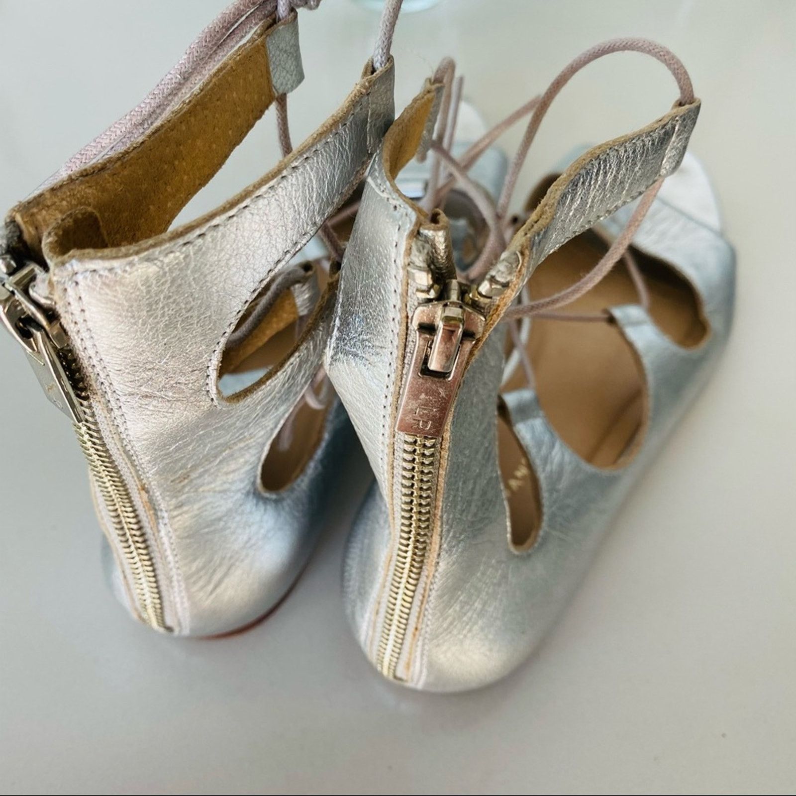 Loeffler Randall LOEFFLER RANDALL Metallic Silver Leather Sandal Flats 8.5 Size US 8.5 / IT 38.5 - 4 Thumbnail